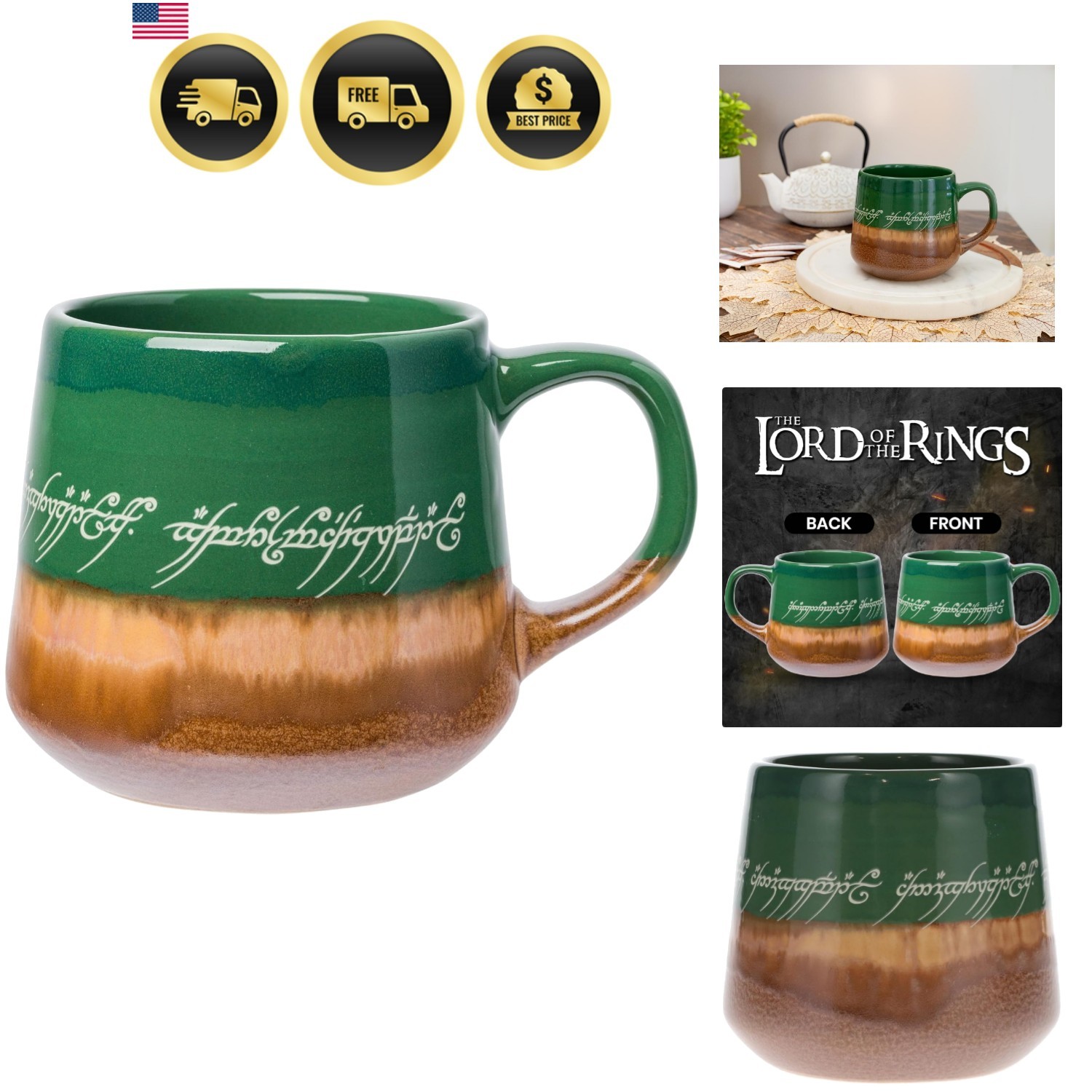 Elven Lord of The Rings Mug Ceramic High Gloss 18 Ounces Gift