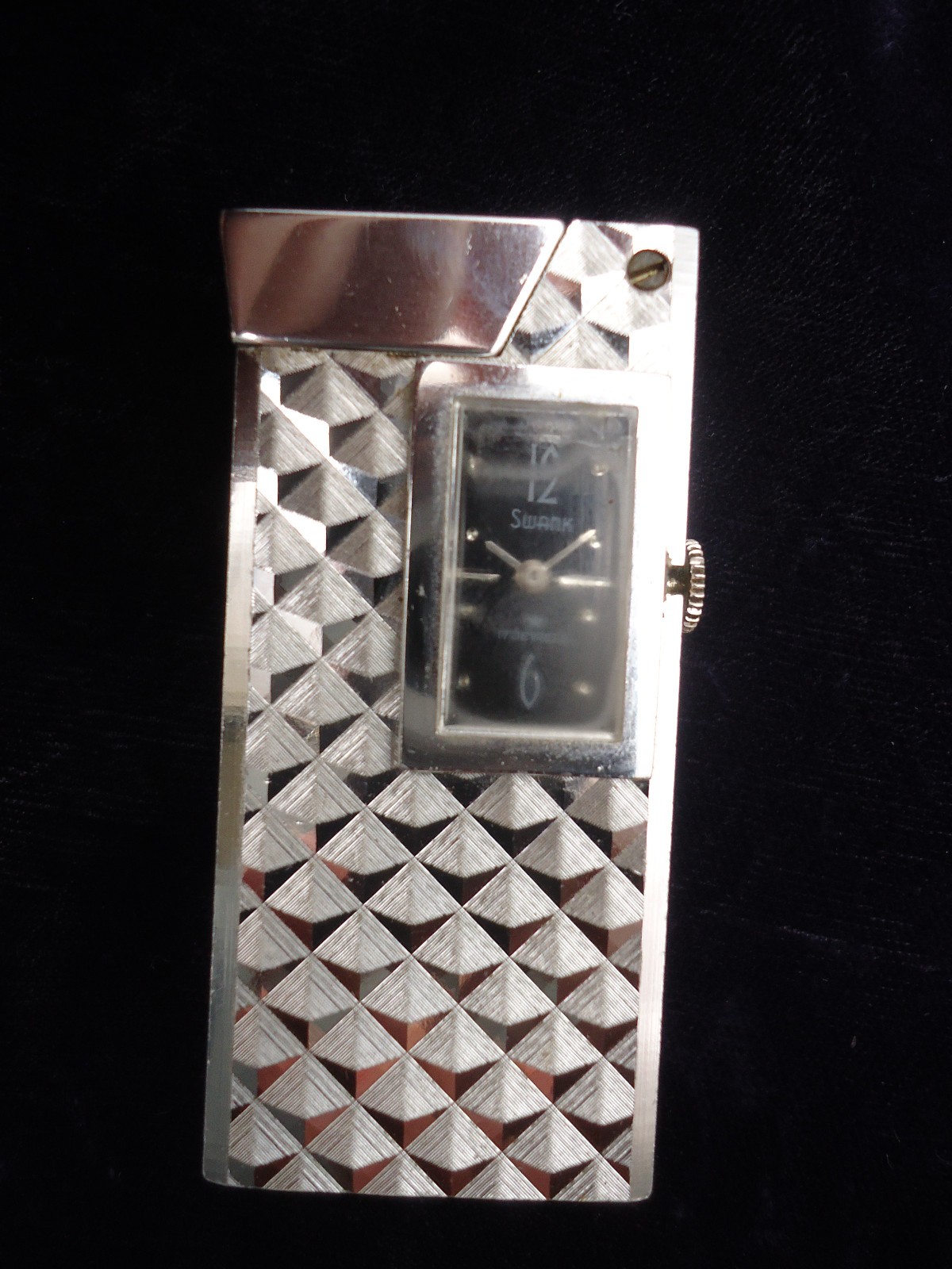 Vintage MCM Swank Clock-Lighter Swiss 17 Jewels Watch -Runs, Lighter untested