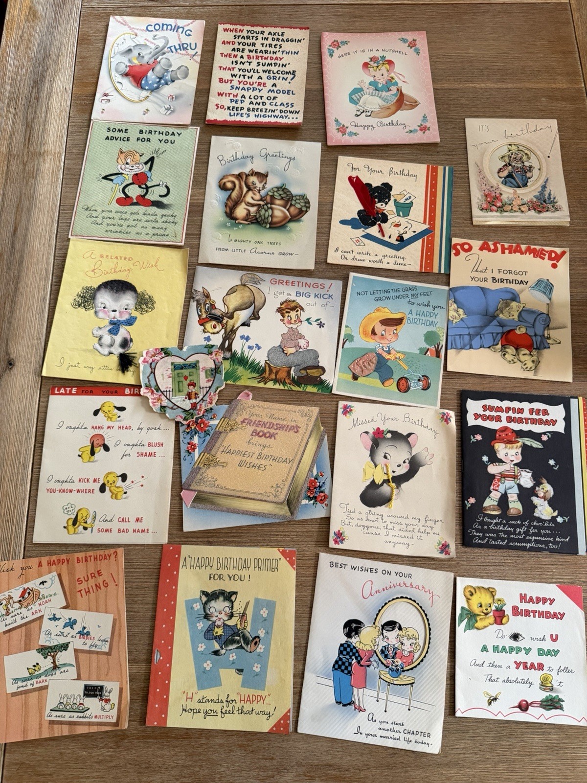 LOT OF 20 1920-1940s Vintage Greeting Cards - Mostly Birthday