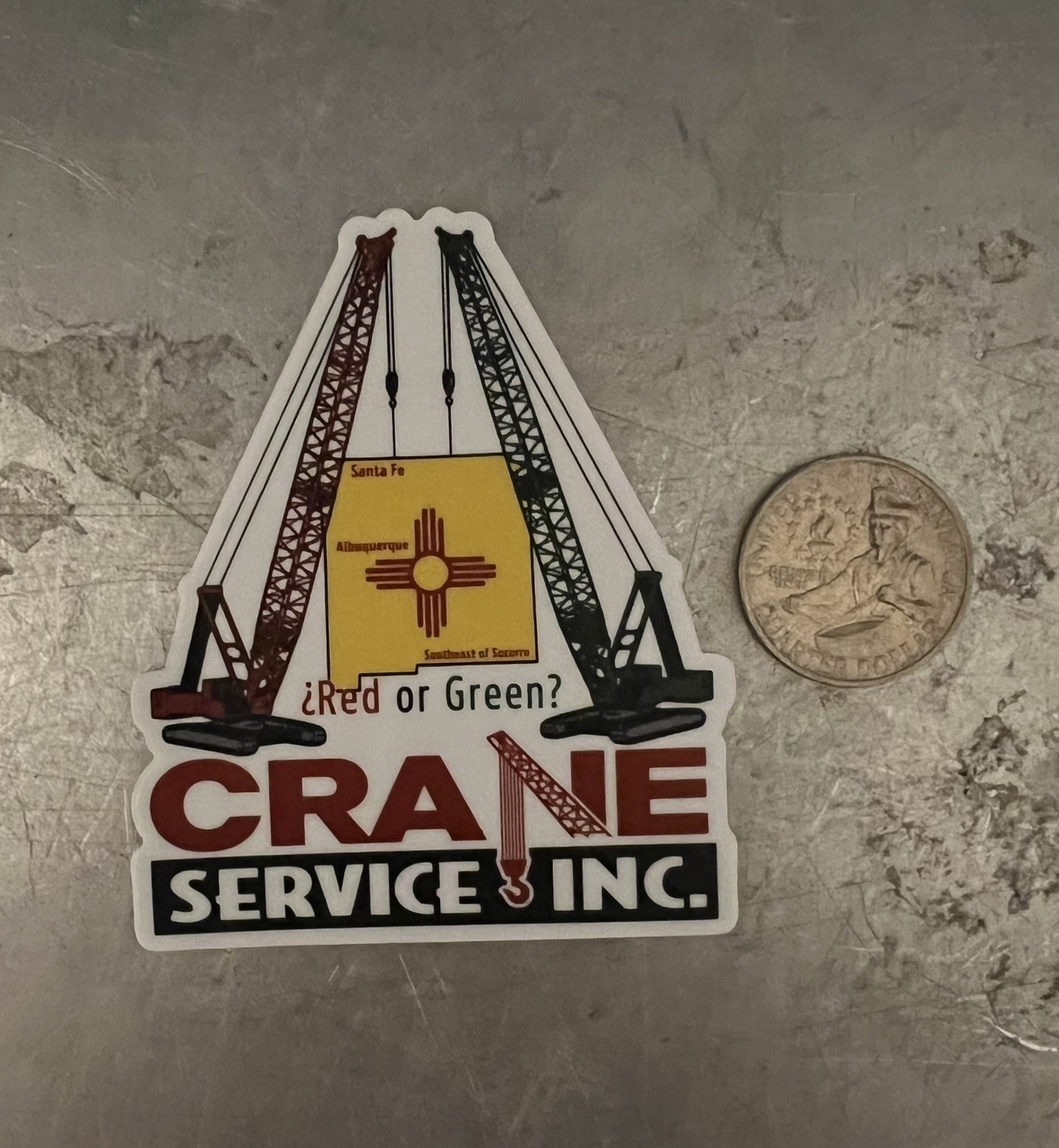 Crane Service Inc. Red or Green Hardhat decal 2.54” x 3”