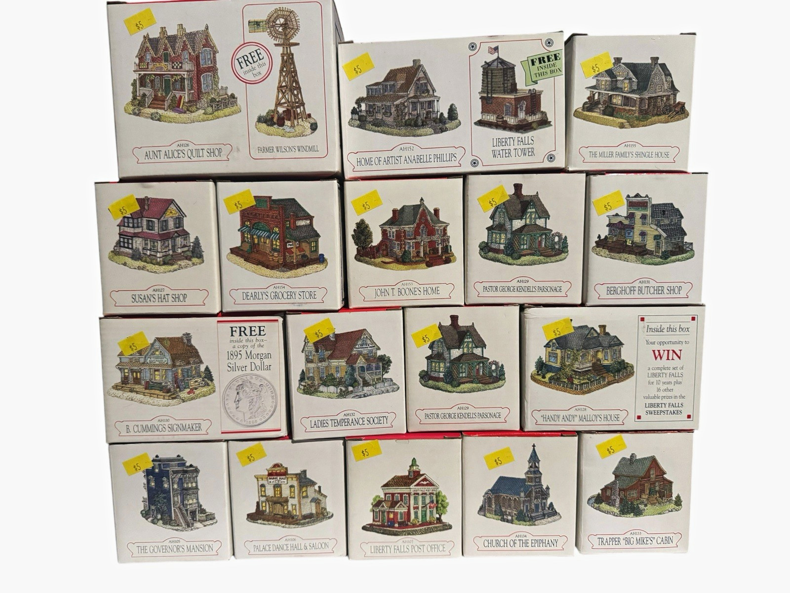 Huge Lot of 17 Vintage Liberty Falls Americana Collection Complete in Box