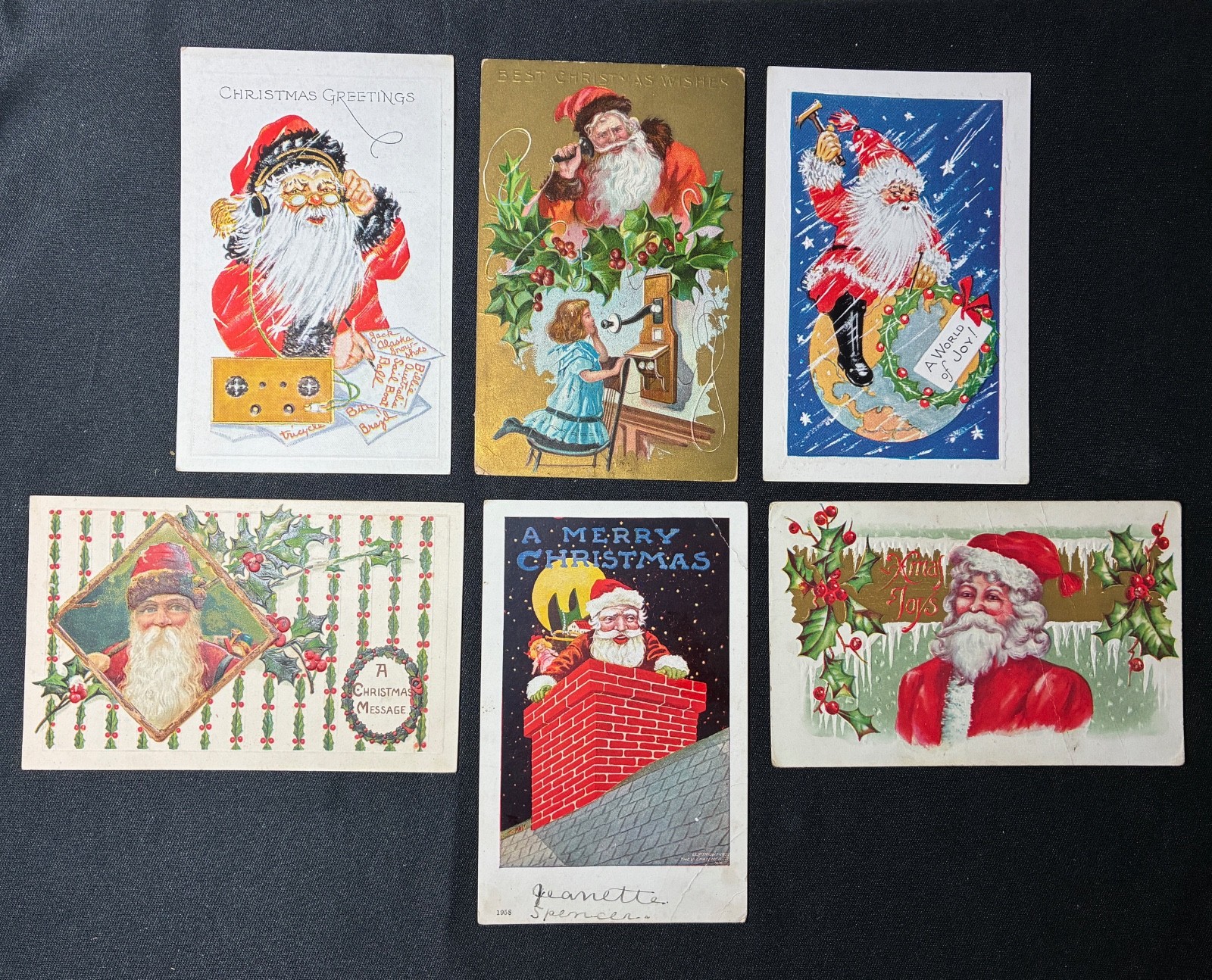 Lot of 6~Antique~SANTA CLAUS~Christmas Postcards~Great Variety~Vintage Lot of 6~Antique~SANTA CLAUS~Christmas Postcards~Great Variety~Vintage