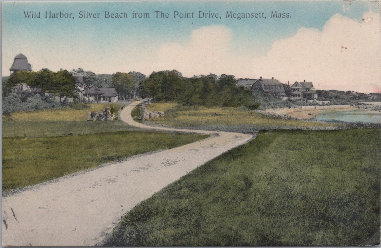 Postcard Wild Harbor Silver Beach from Point Drive Megansett MA