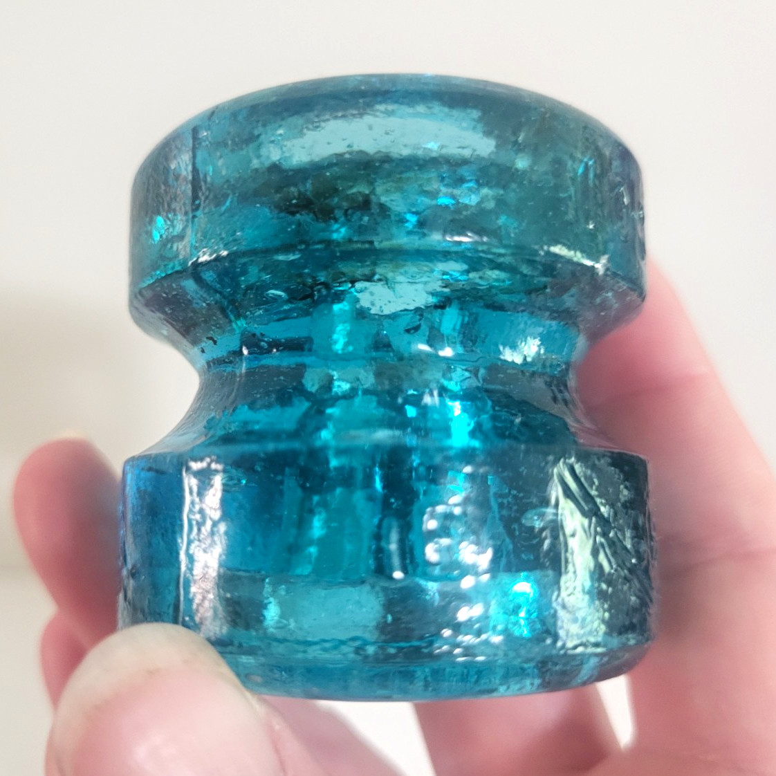 Antique Blue Hemingray Spool Insulator No. 103