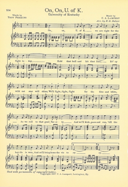 UNIVERSITY OF KENTUCKY Original Vintage Song Sheet c1932 \