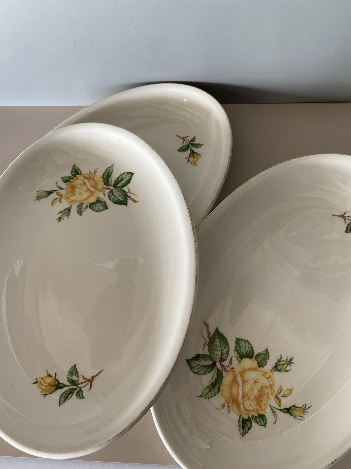 Plates Paden City Pottery Co Yellow Rose Plates-Set Of 3 Vintage Plates Paden City Pottery Co Yellow Rose Plates-Set Of 3 Vintage