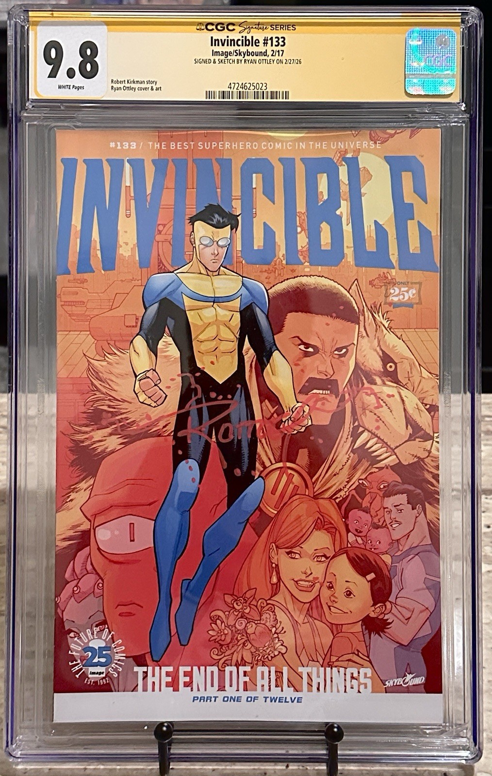 INVINCIBLE #133 CGC 9.8 SS BLOOD SPLATTER SIGNATURE BY RYAN OTTLEY INVINCIBLE #133 CGC 9.8 SS BLOOD SPLATTER SIGNATURE BY RYAN OTTLEY