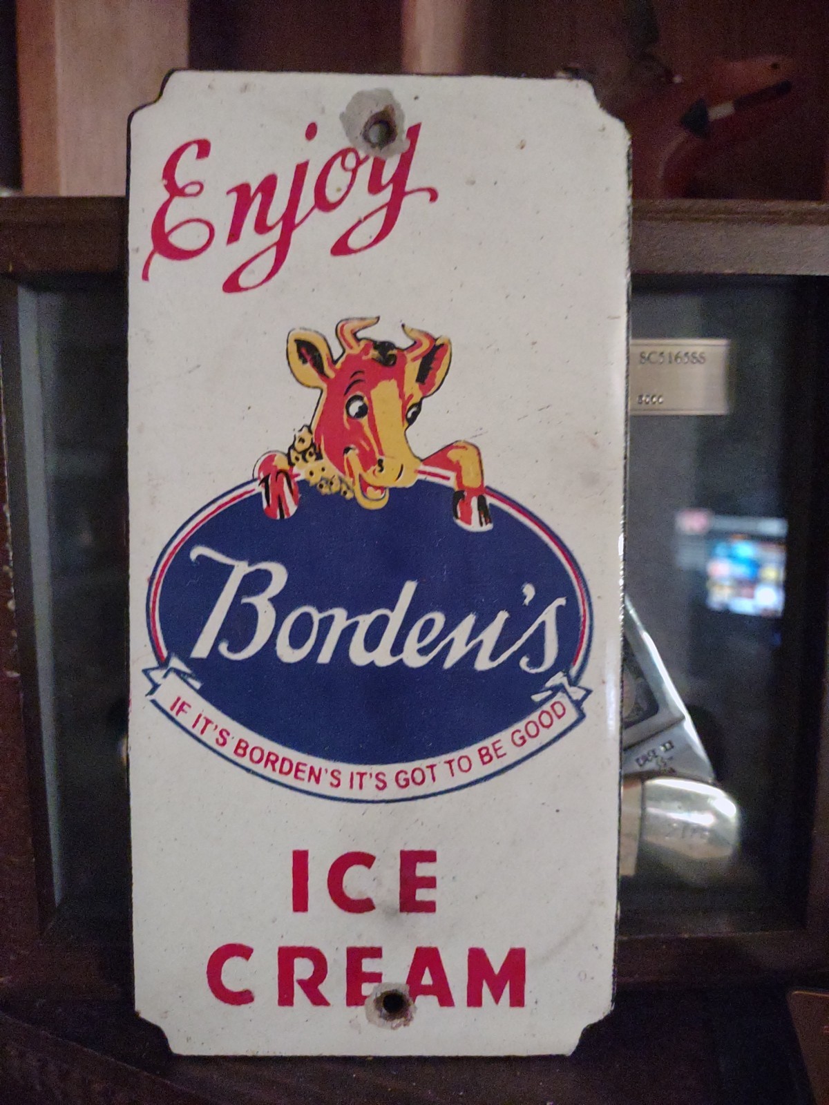 VINTAGE BORDENS PORCELAIN SIGN OLD ELSIE COW DAIRY FARM MILK ICE CREAM CHEESE