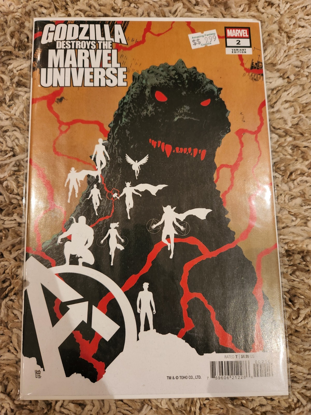Godzilla Destroys the Marvel Universe #2 Andrea Sorrentino Cover (10) RARE
