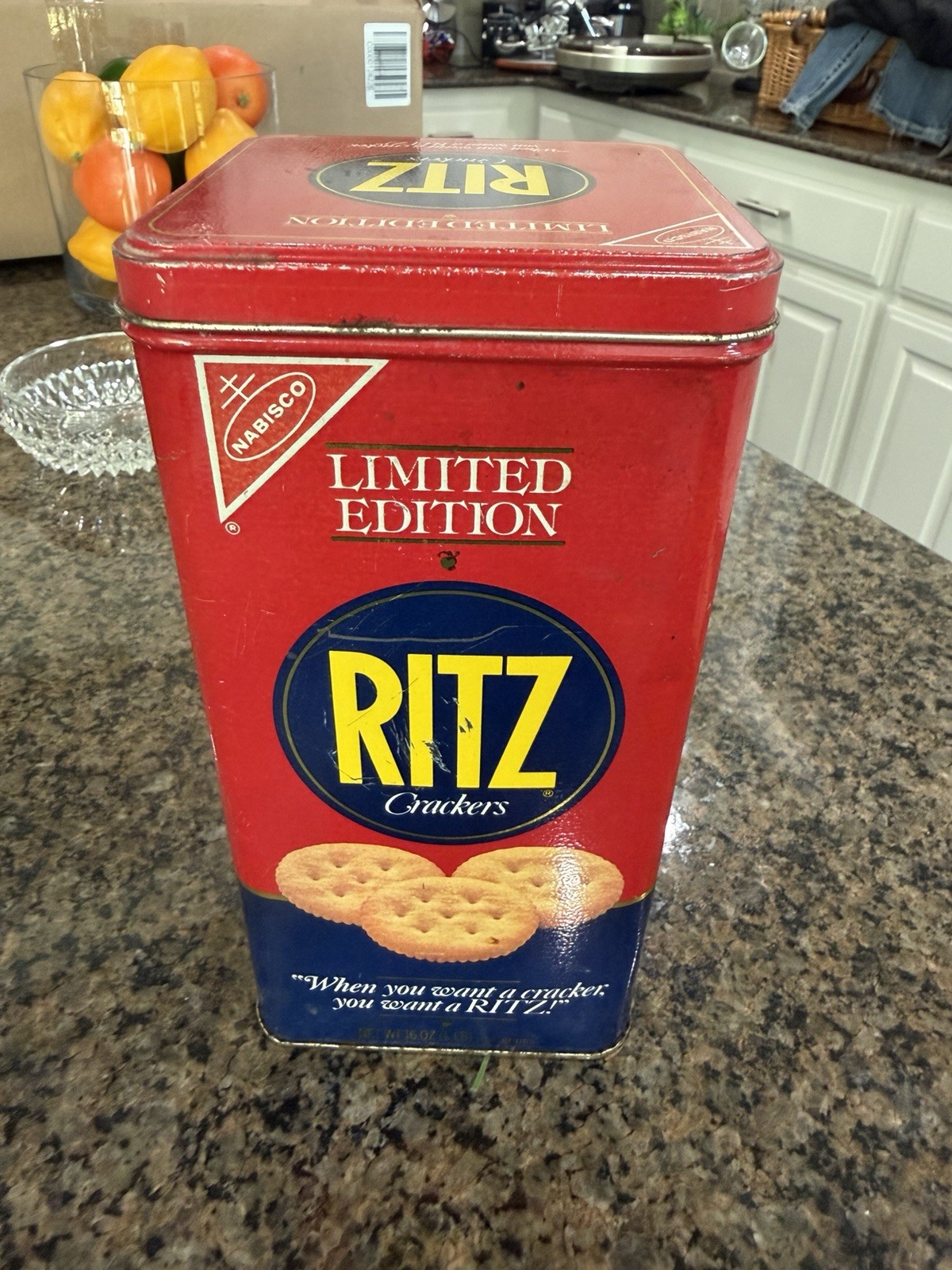 Vintage 1986 Nabisco Ritz Cracker Limited Edition Red Metal Storage Tin