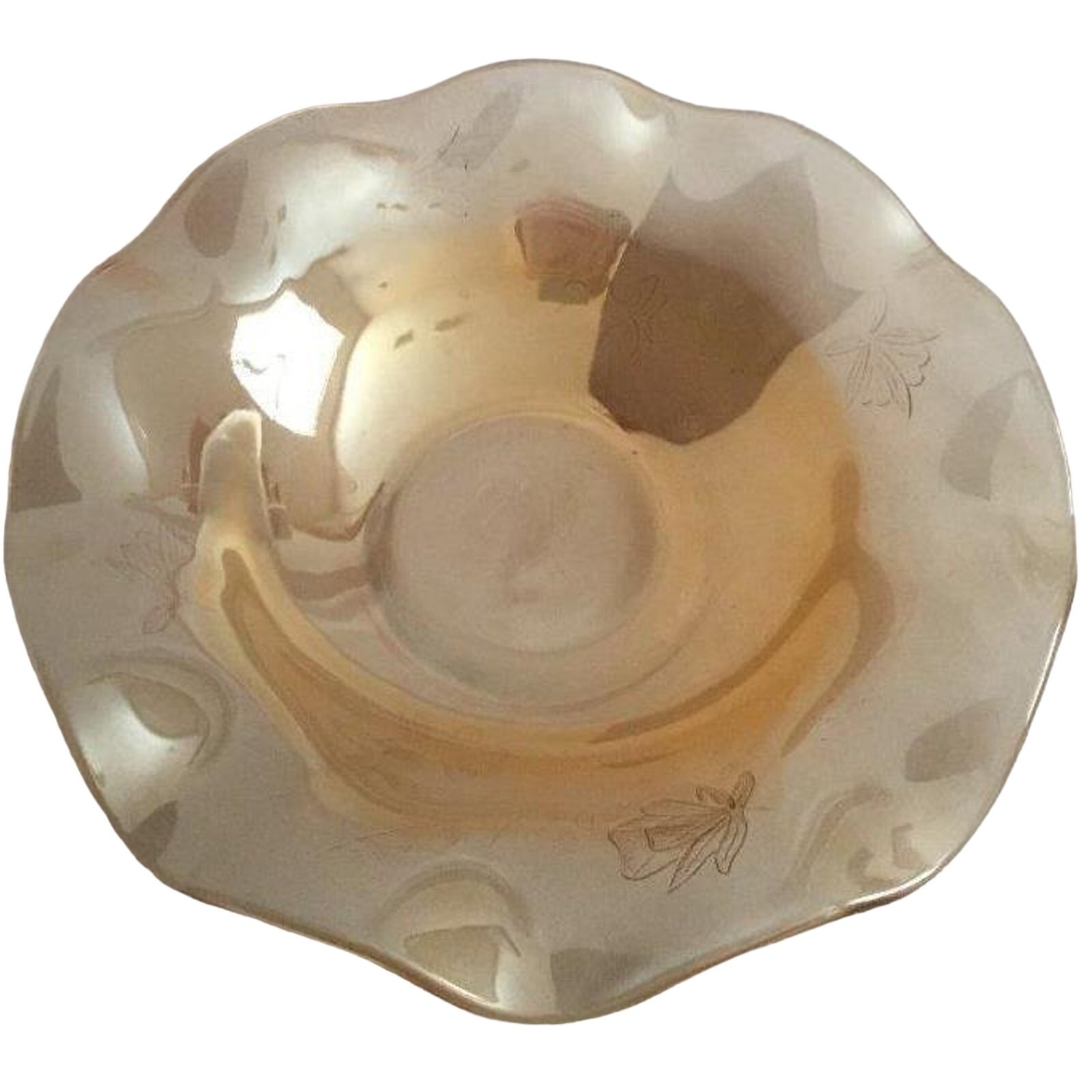 Jeannette Glass Co Floragold Louisa Iridescent Etched Luster Glass 9