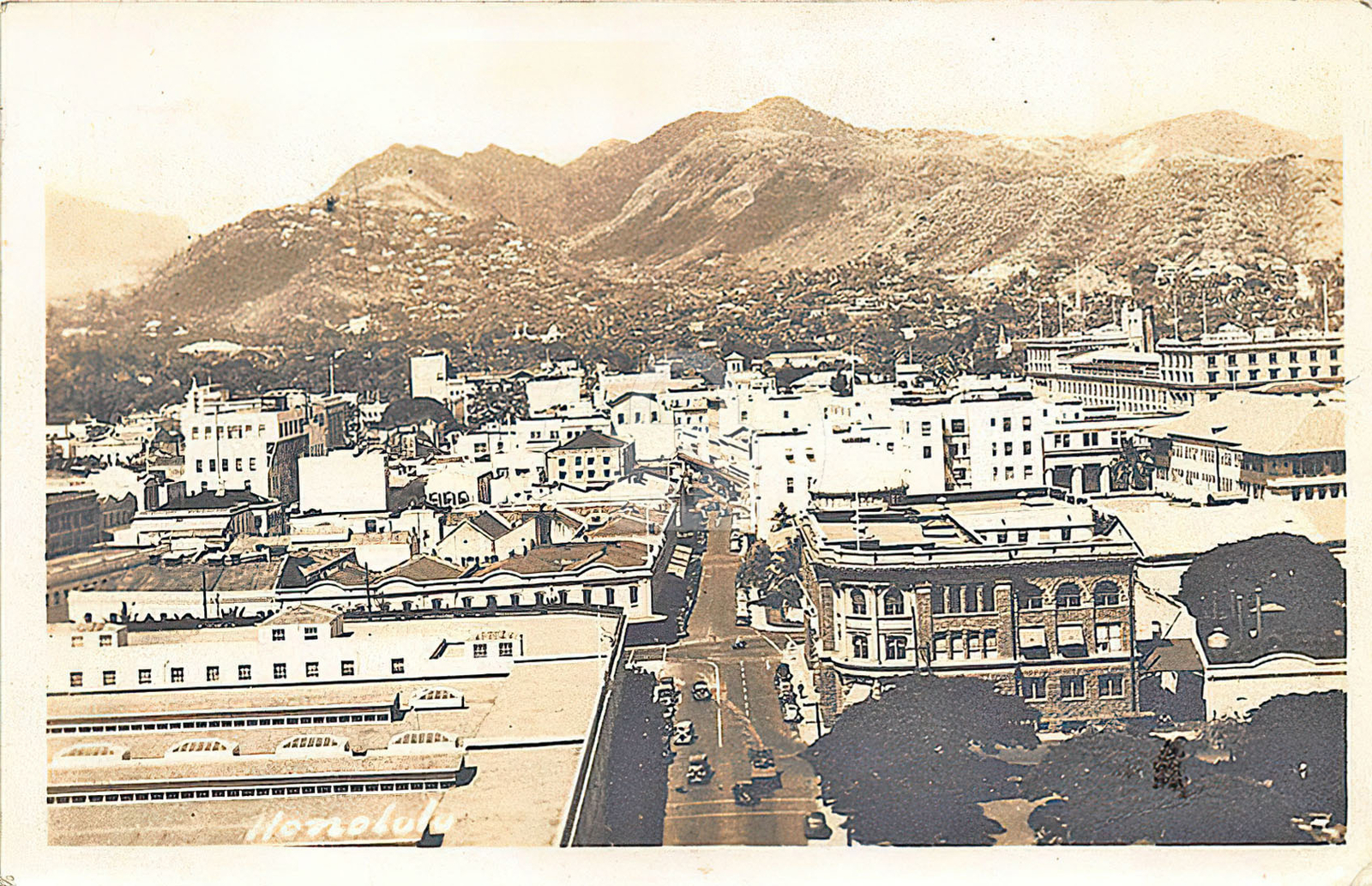 Honolulu HI Hawaii Aerial View in 1942 RPPC Postcard Copy Honolulu HI Hawaii Aerial View in 1942 RPPC Postcard Copy