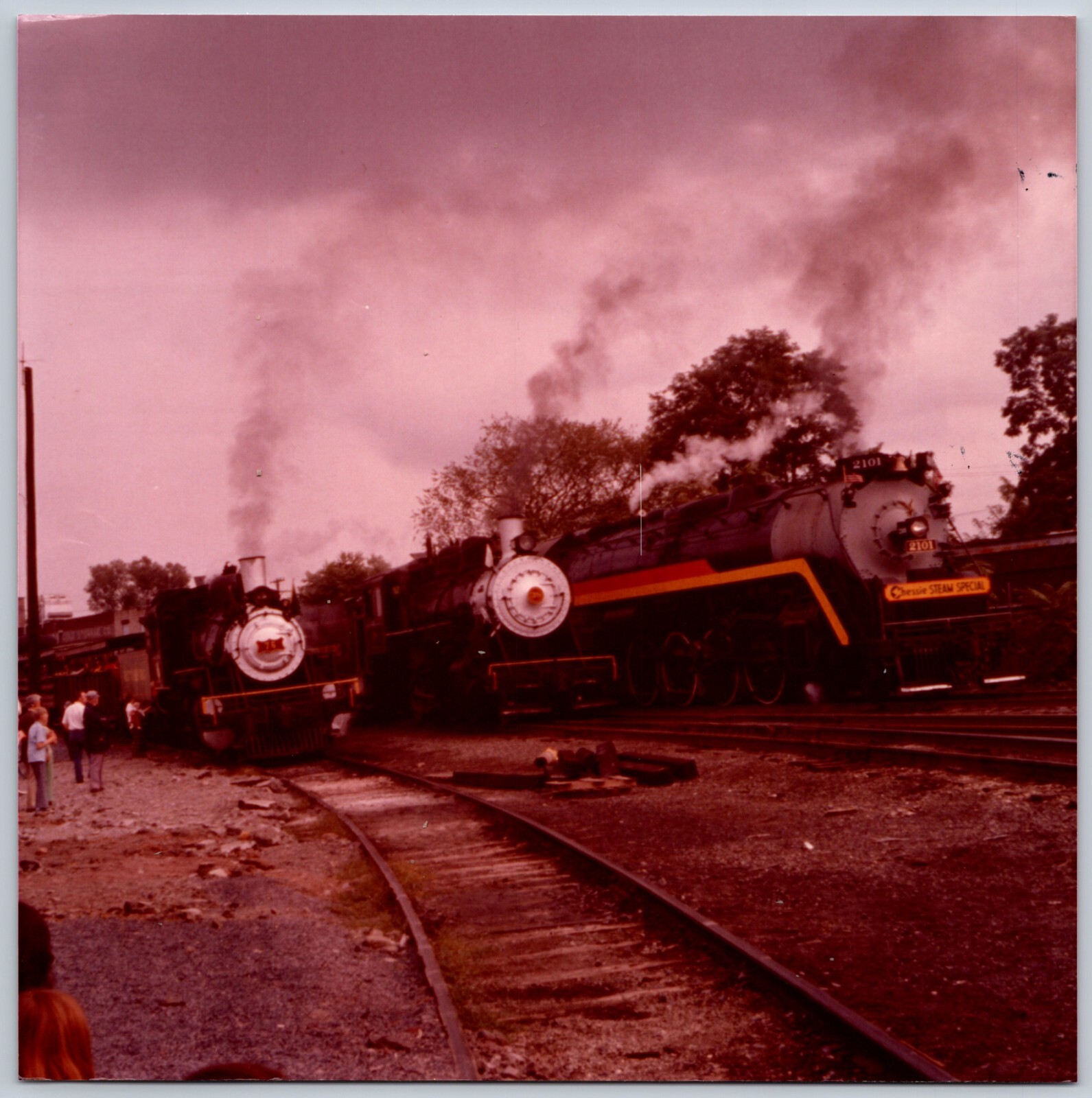 Chessie Steam Special # 2101 and 2 Other Locomotives Trains - 8 x 8 Inch Photo