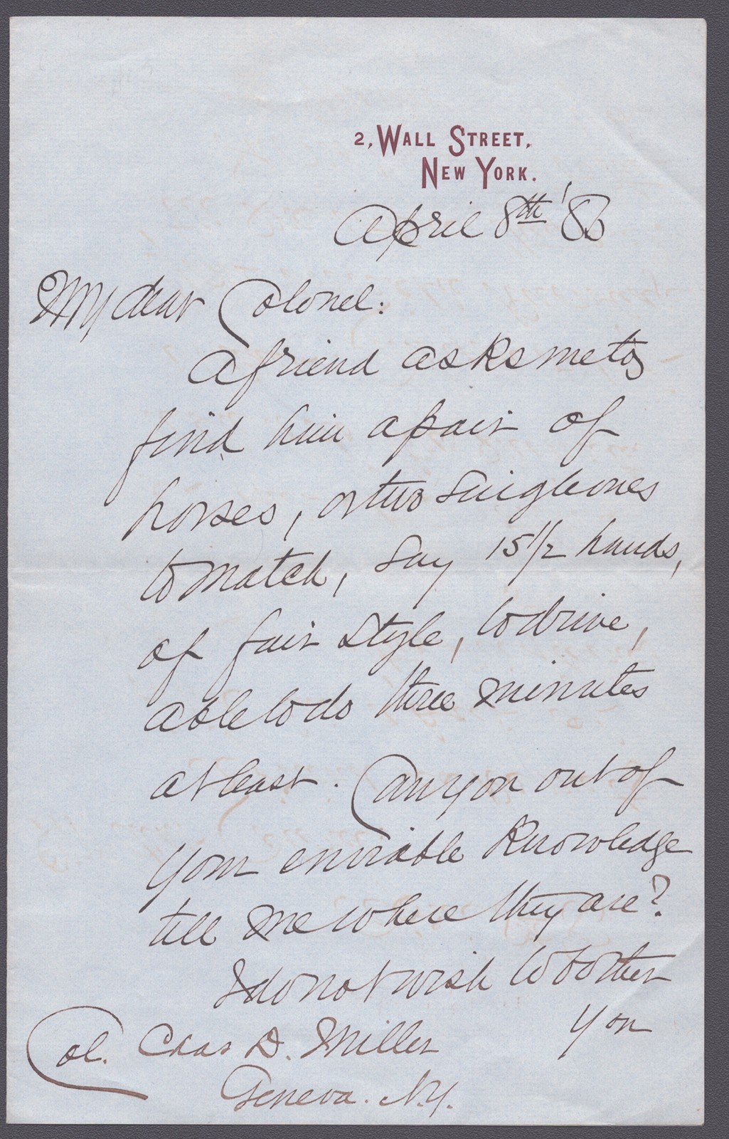 ROSCOE CONKLING - AUTOGRAPH LETTER SIGNED 04/08/1883