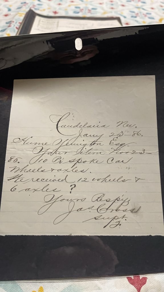 1886 Handwritten Document from Candelaria, Nevada