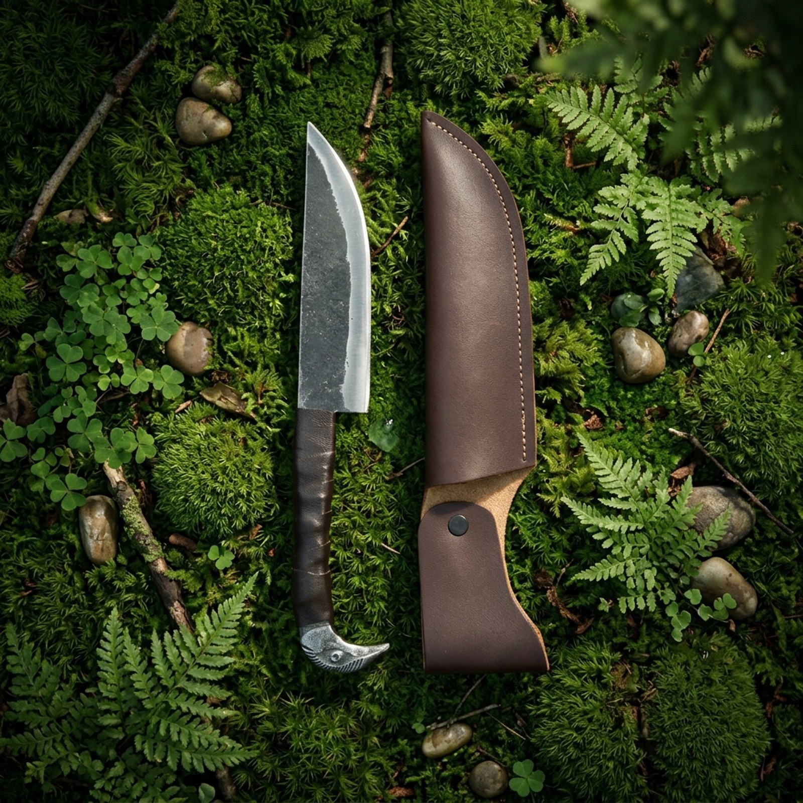 Hand Forge Sons of Odin Viking Knife 9.5” – Raven Head Hilt Hunting Knife