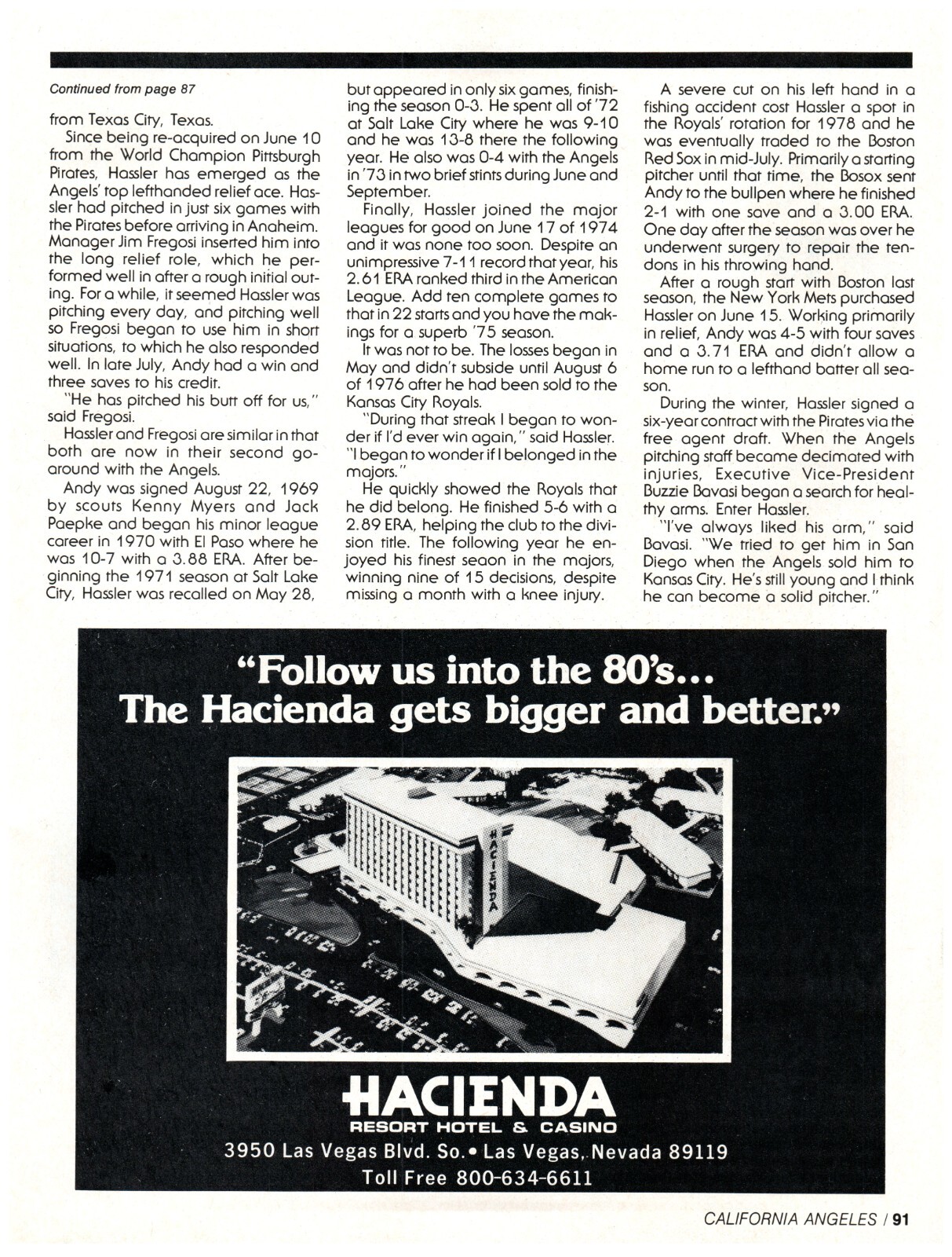 1980 Hacienda Resort Hotel & Casino Print Ad, Las Vegas Follow Us Into The 80\'s