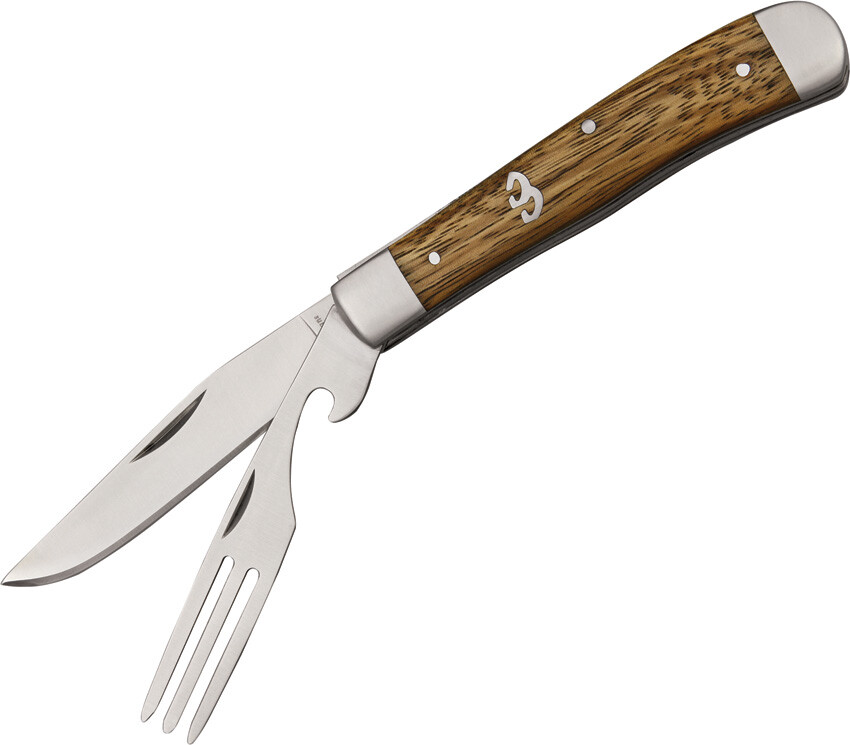 Cattleman\'s Cutlery Chuckwagon Pocket Knife Zebra Wood Folding Carbon 0094ZW