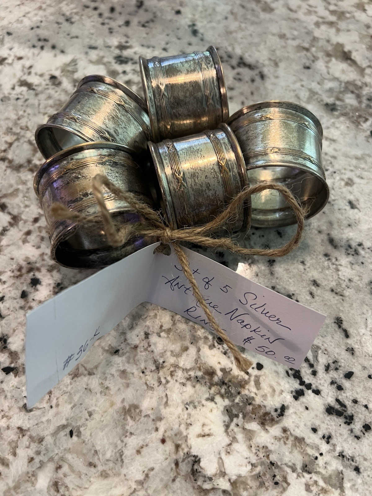 set of 5 vintage silver-plated napkin rings