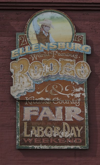 Photo:Ellensburg Washington 1900s World Famous Rodeo Fair Labor Day Sign