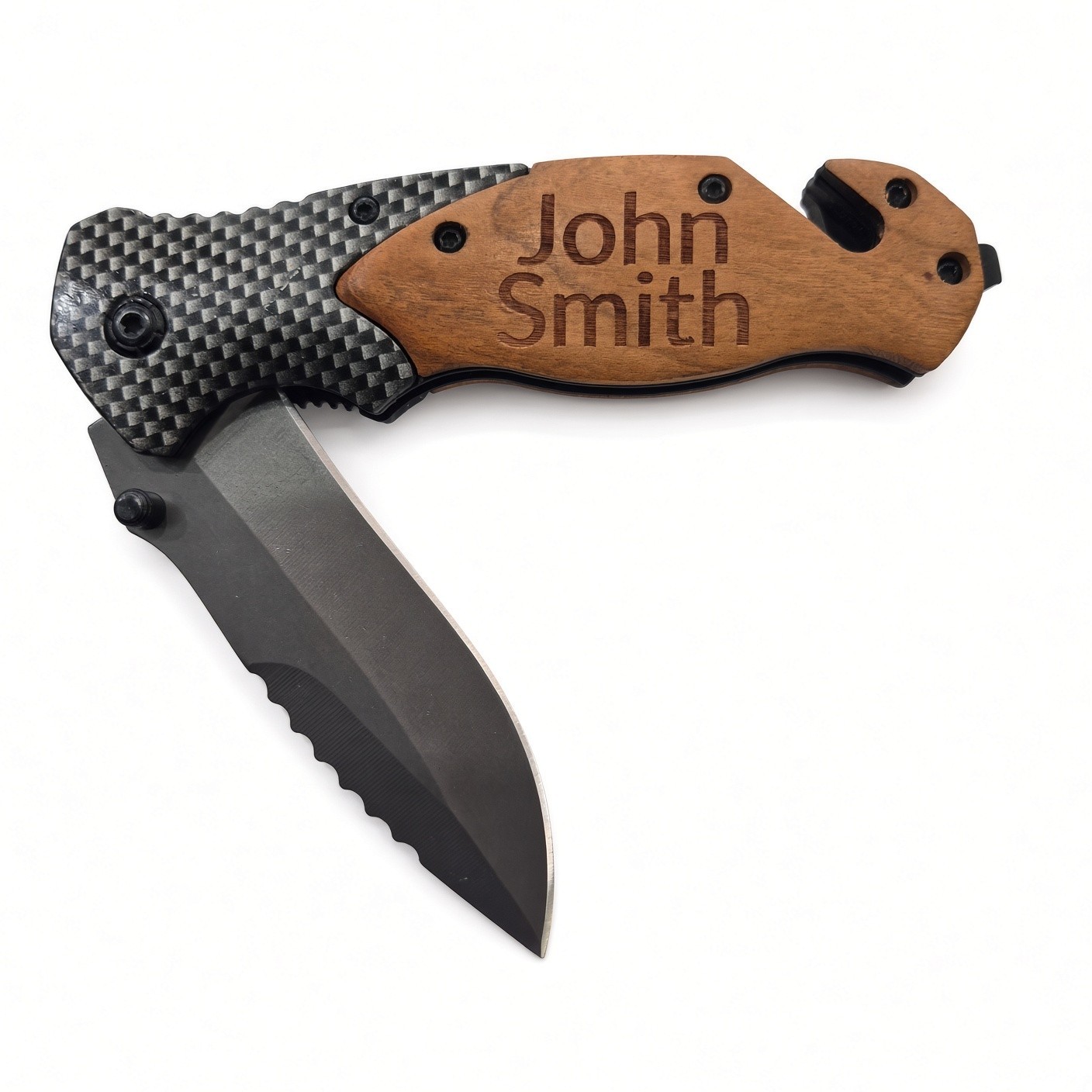 Custom Olive wood military pocket knife