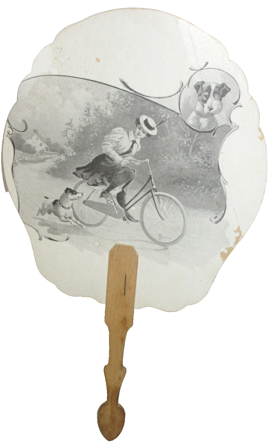 Antique   Hand Advertising Fan PLYMOUTH FAIR 1899   (gr)