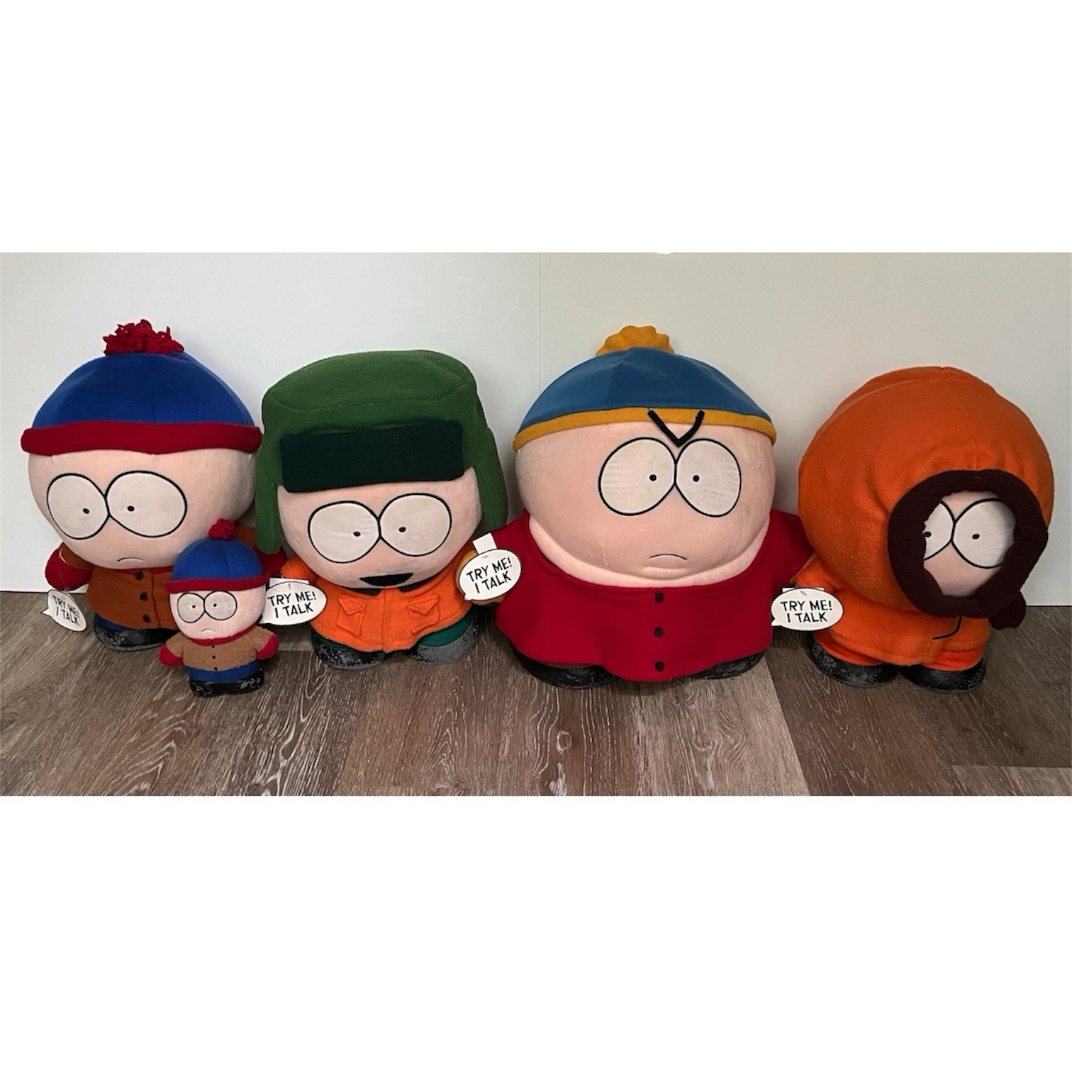 RARE 1998 south park talking plushies with tags stan kyle eric & kenny