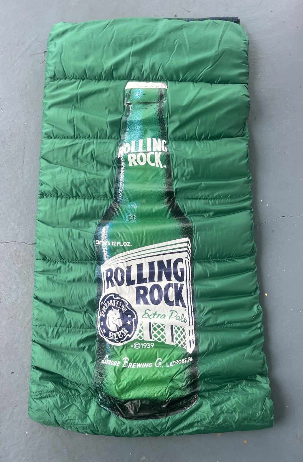 Vintage Rolling Rock Beer Sleeping Bag. Vintage Rolling Rock Beer Sleeping Bag.