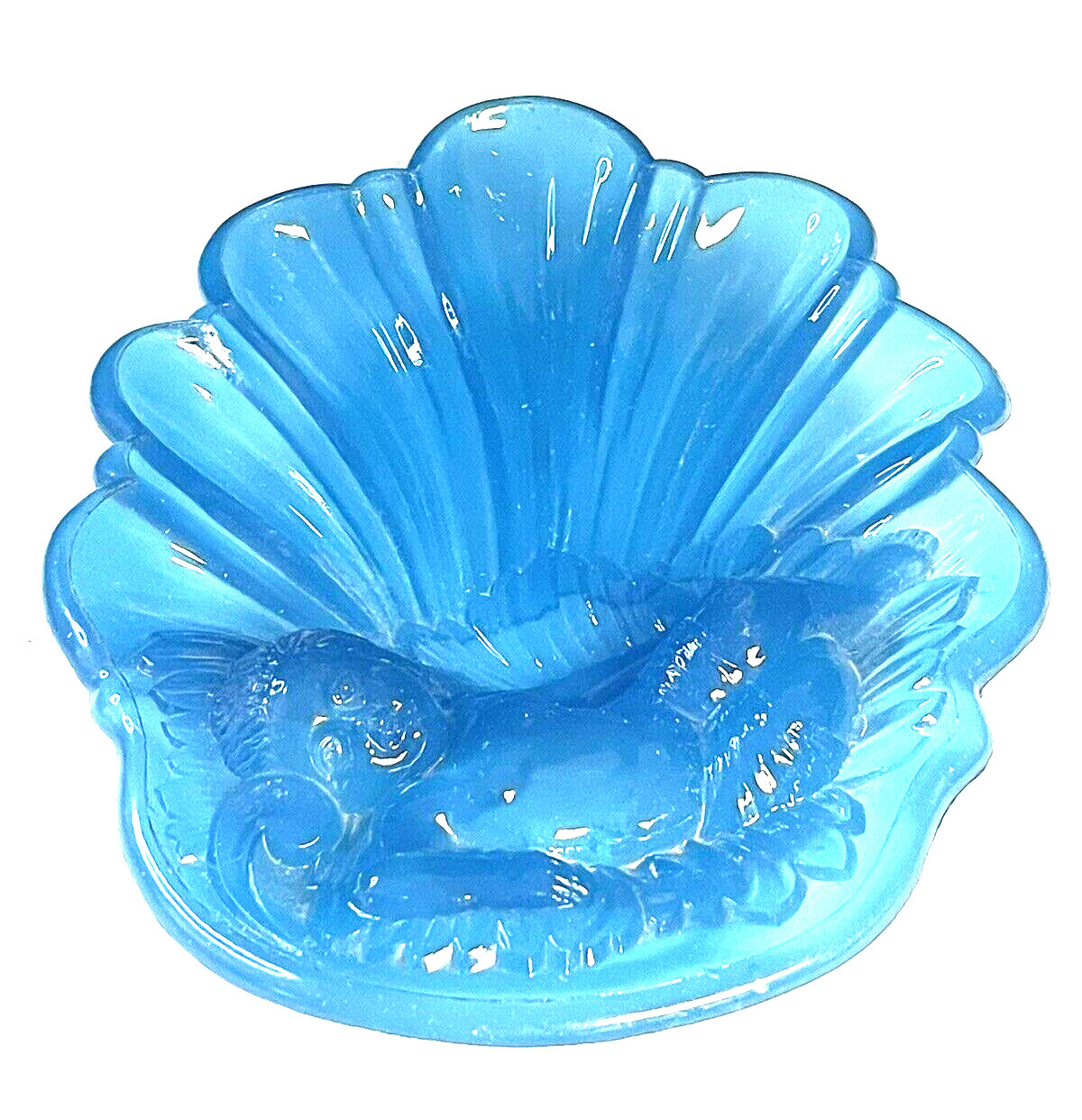 Cherub Soap Dish Blue Glass