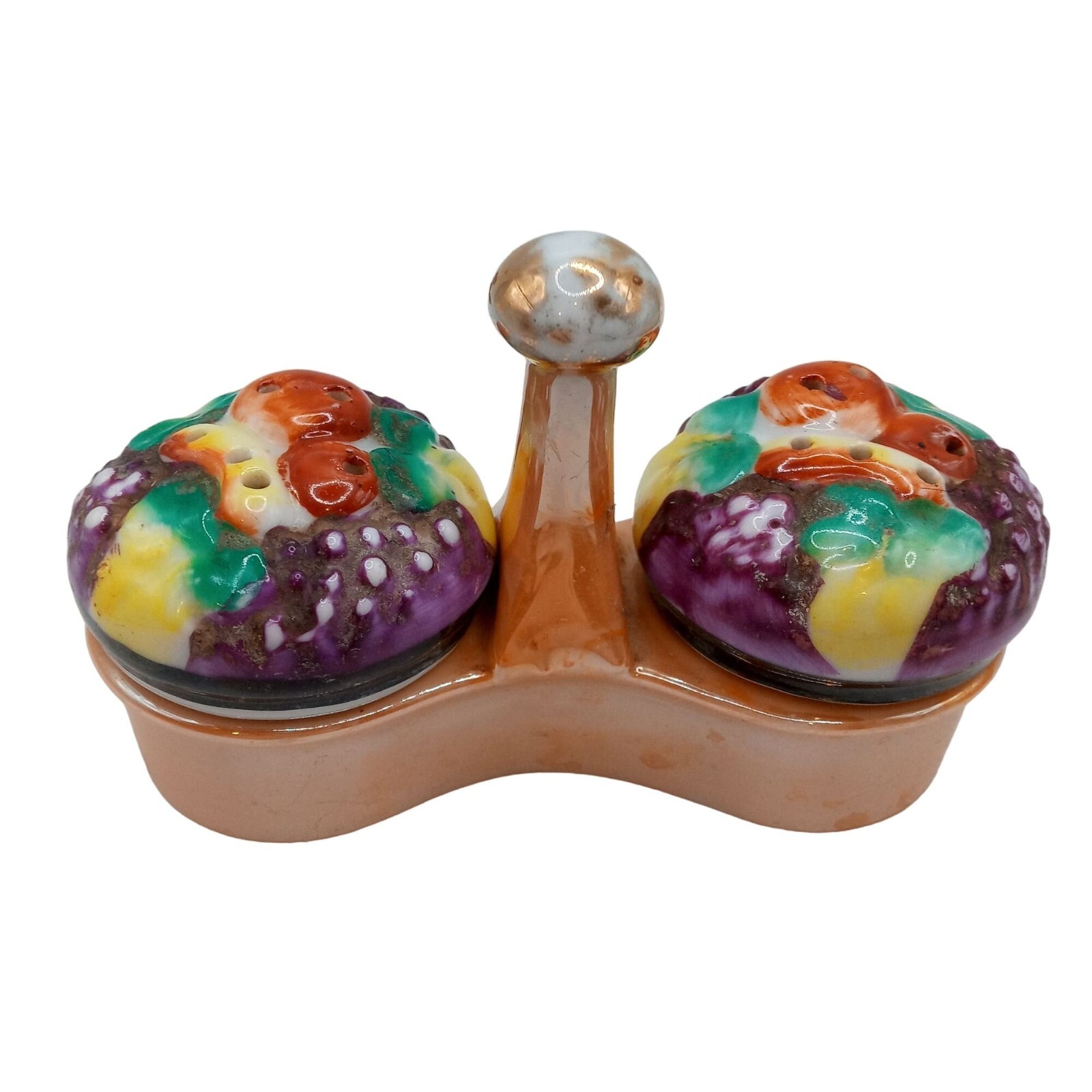 Vintage Lusterware Salt Pepper Shakers Fruit Basket Luster Ware Lustre 