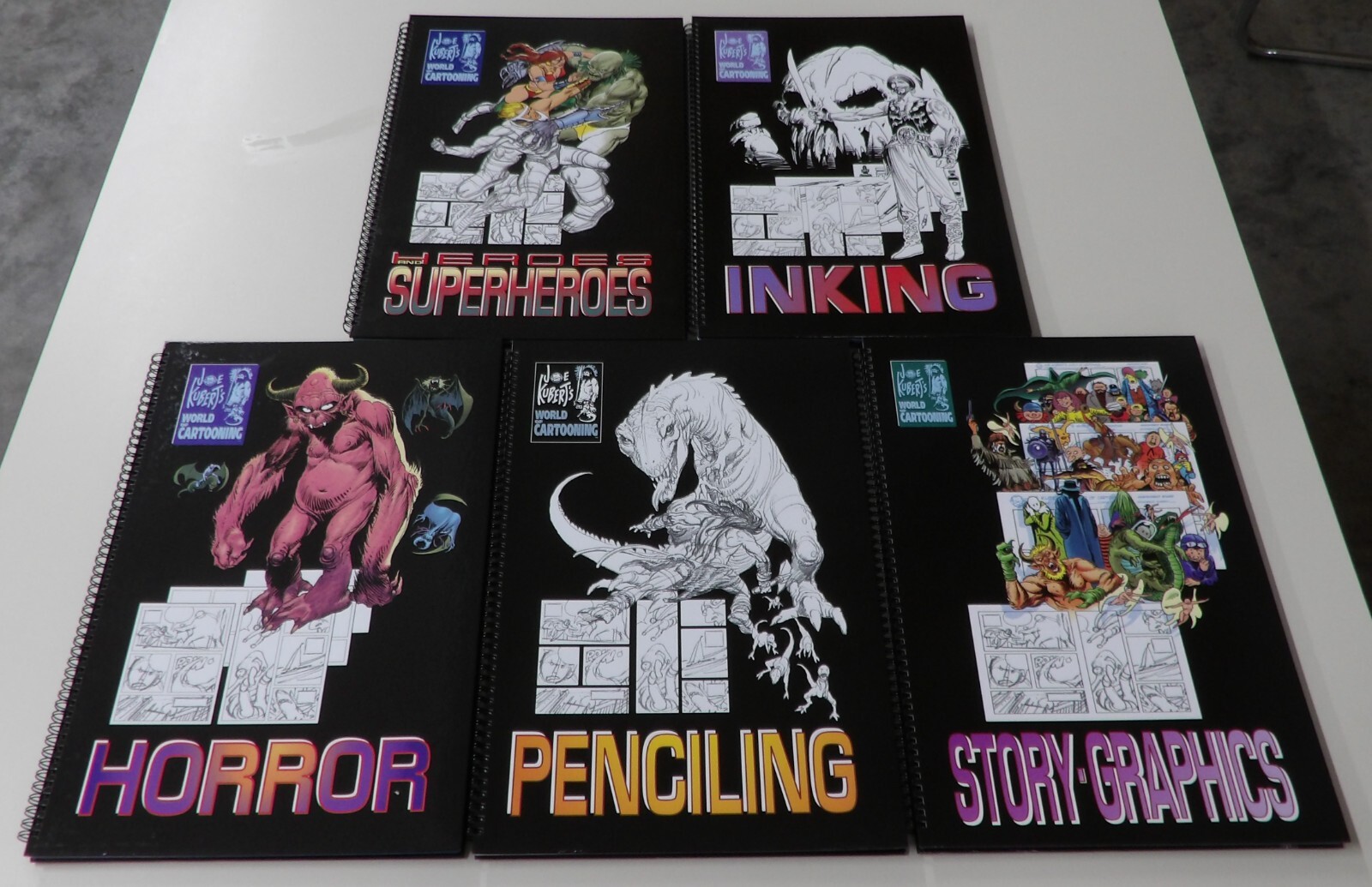 Joe Kubert\'s World Of Cartooning HC SET OF 5 Horror Inking Heroes Penciling + 1