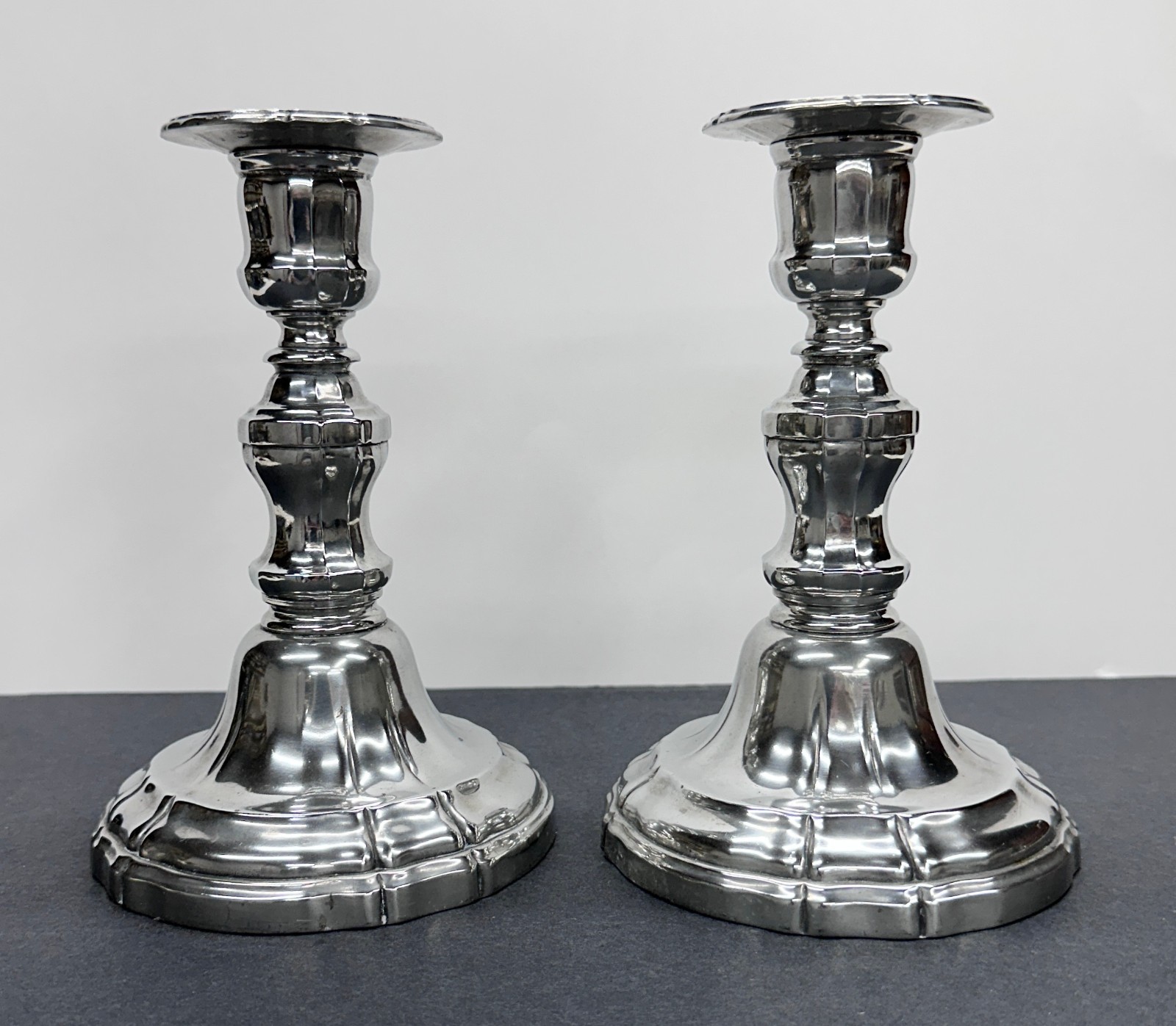 Pair Vintage Les Etains High Tin Pewter Quality 7.5