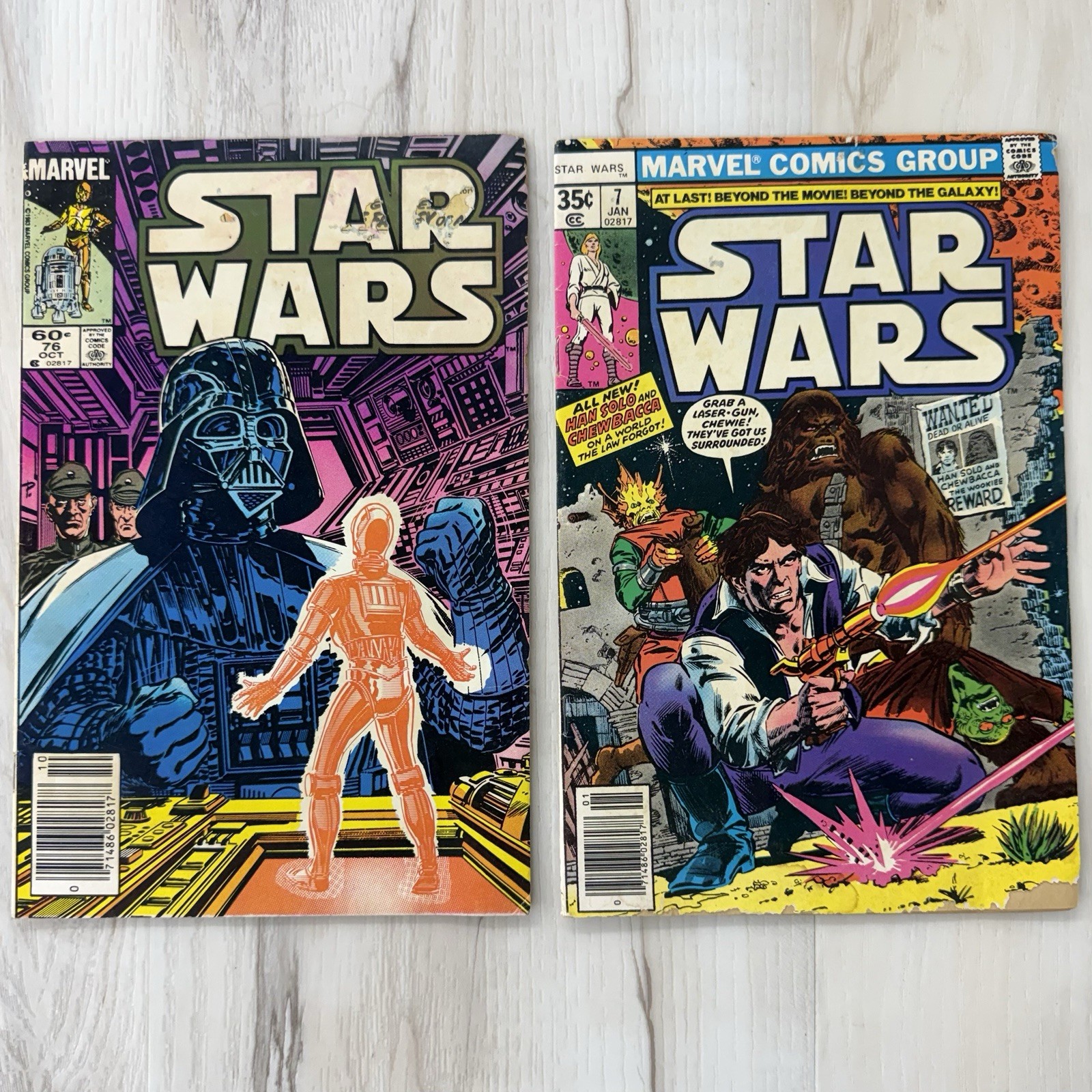 VTG 1978 & 1983 Bronze Age Lot 2 STAR WARS Comic Books #7 #76 Low Grade Readers