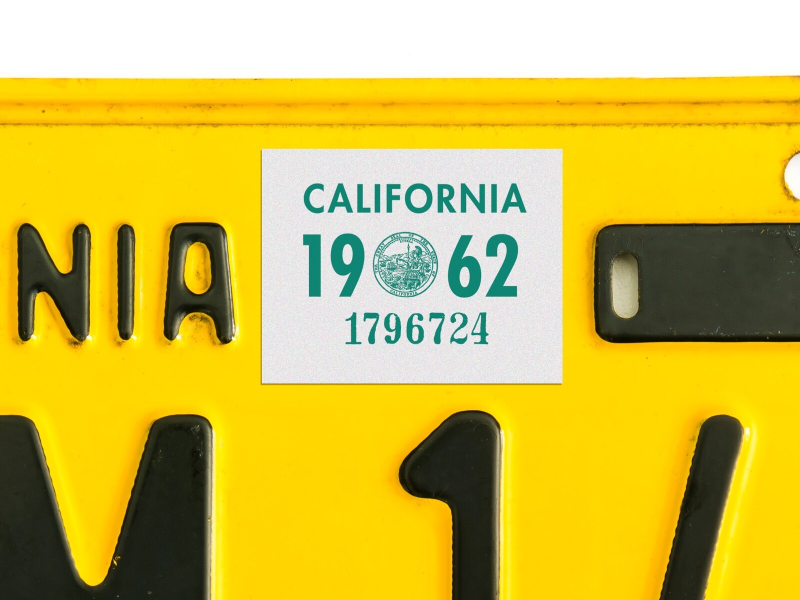 1962 California License Plate Registration Sticker, YOM, CA DMV