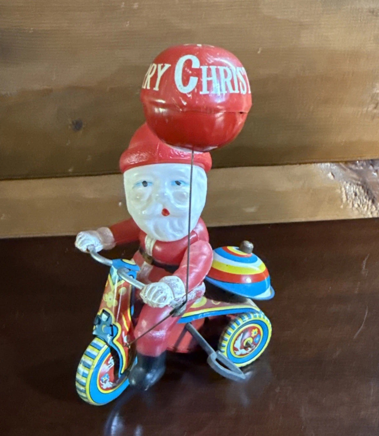 Early (c. 1949) SANTA CLAUS CYCLE Windup Tin Litho Tri-Cycle Suzuki Japan T5-753 Early (c. 1949) SANTA CLAUS CYCLE Windup Tin Litho Tri-Cycle Suzuki Japan T5-753