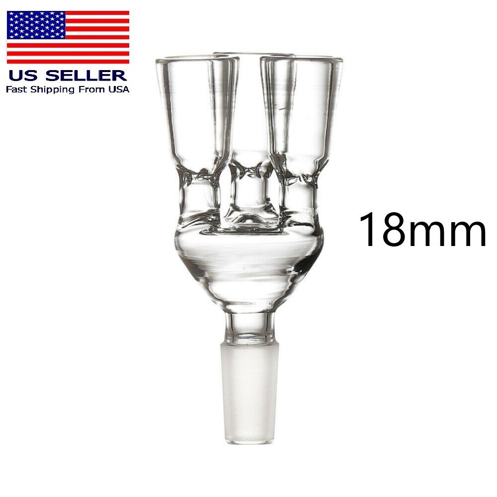 NEW LARGE glass bowl 3-Arm hookah bowl 18mm male Joint
