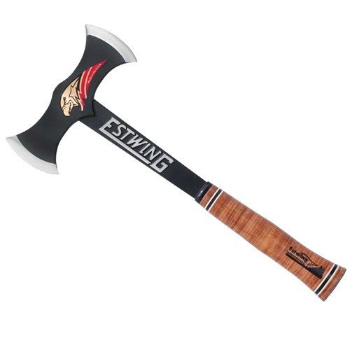 EstWing EDBA Black Finish Double Bit Axe w/ Leather Grip & Sheath