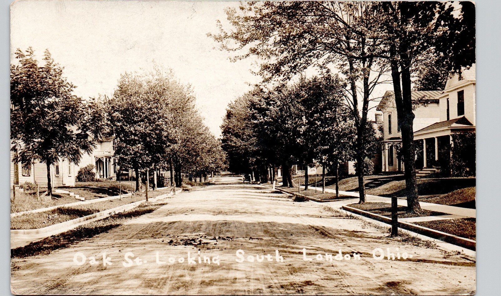 OAK STREET SOUTH london oh c1910 postcard ohio real photo rppc residential house