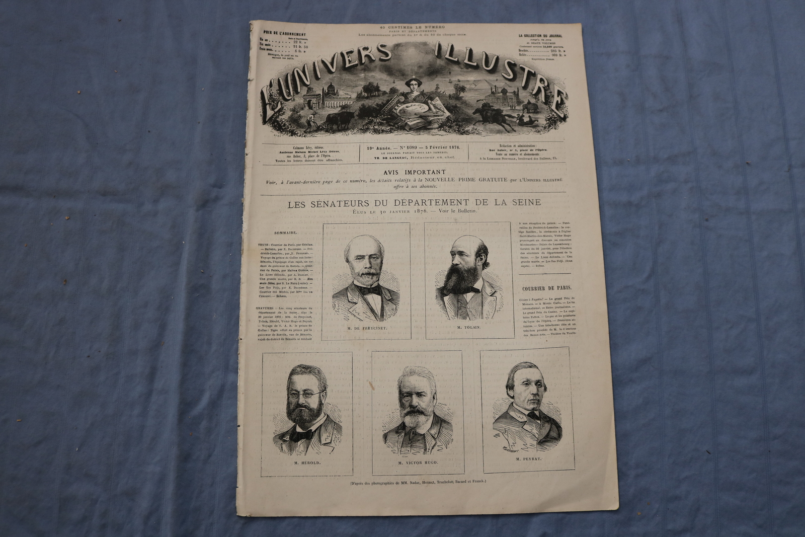 1876 FEB 5 L\'UNIVERS ILLUSTRE -LES SENATURS DU DEPT DE LA SEINE-FRENCH - NP 8566