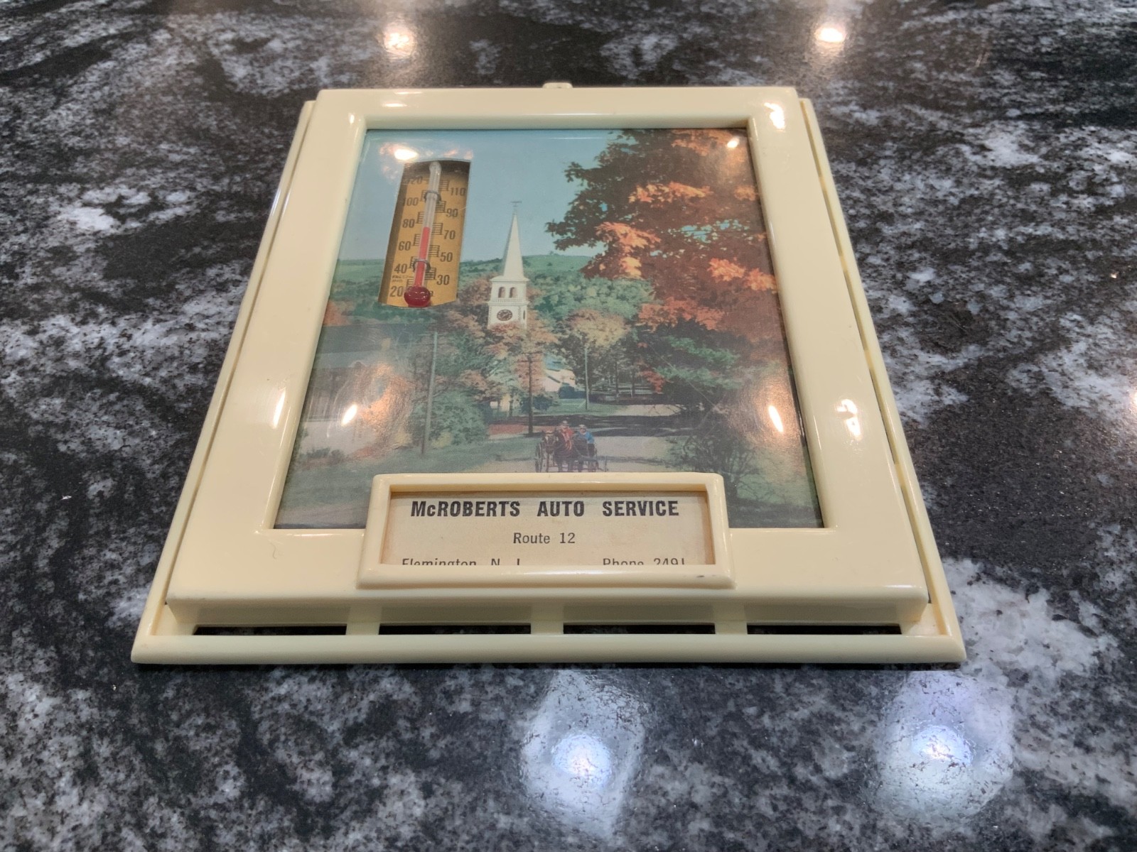 VTG ANTIQUE Plastic Framed Thermometer Advertising McRoberts Auto Service 1950’s