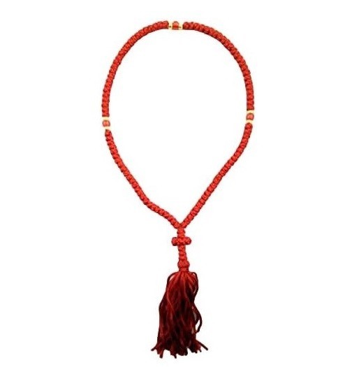 100 Knots Red Prayer Rope Greek Christian Orthodox Byzantine Komboskoini
