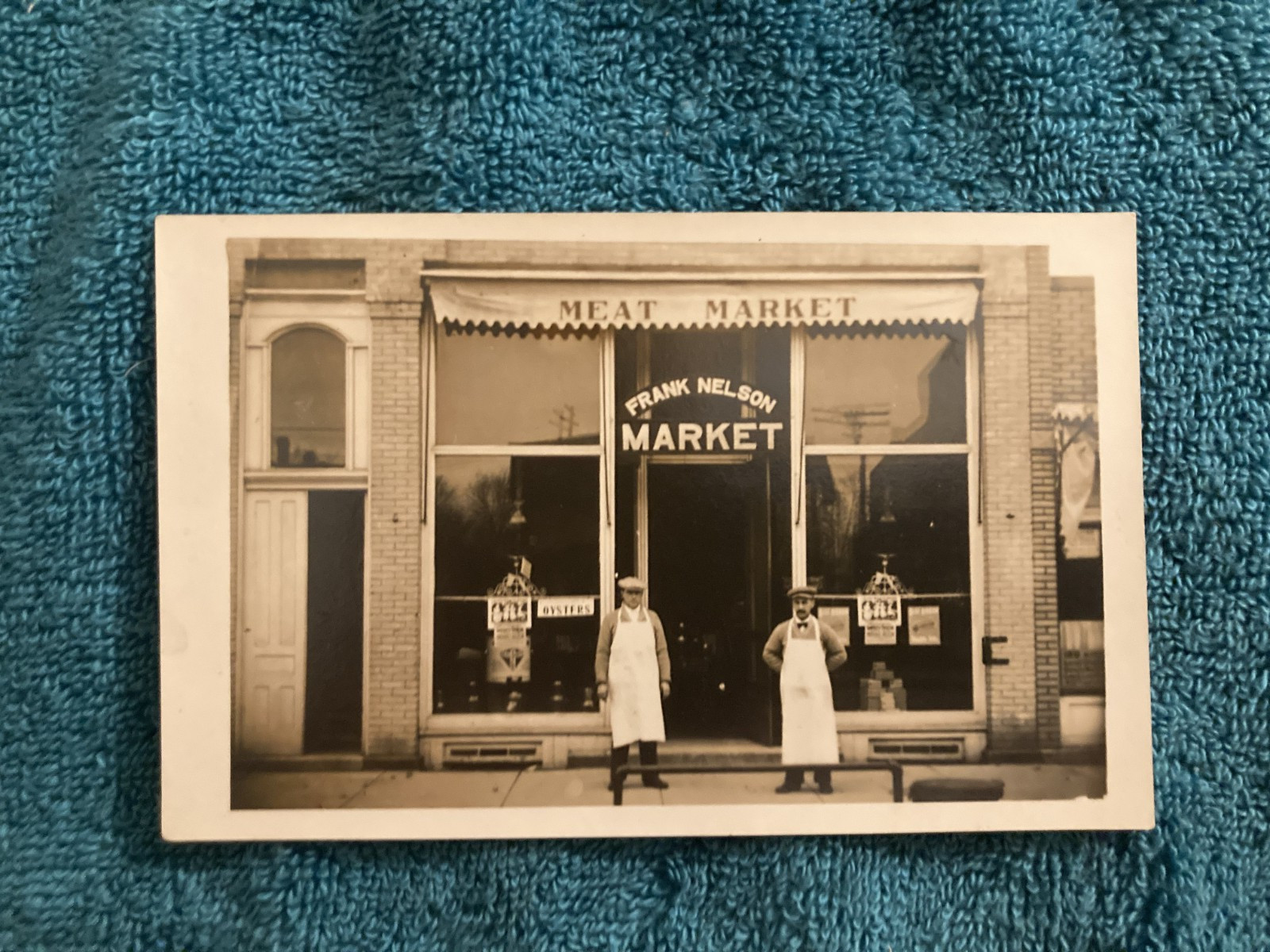 RPPC Frank Nelson Meat Market 118 S. Lafayette in Greenville, Michigan c1910 RPPC Frank Nelson Meat Market 118 S. Lafayette in Greenville, Michigan c1910
