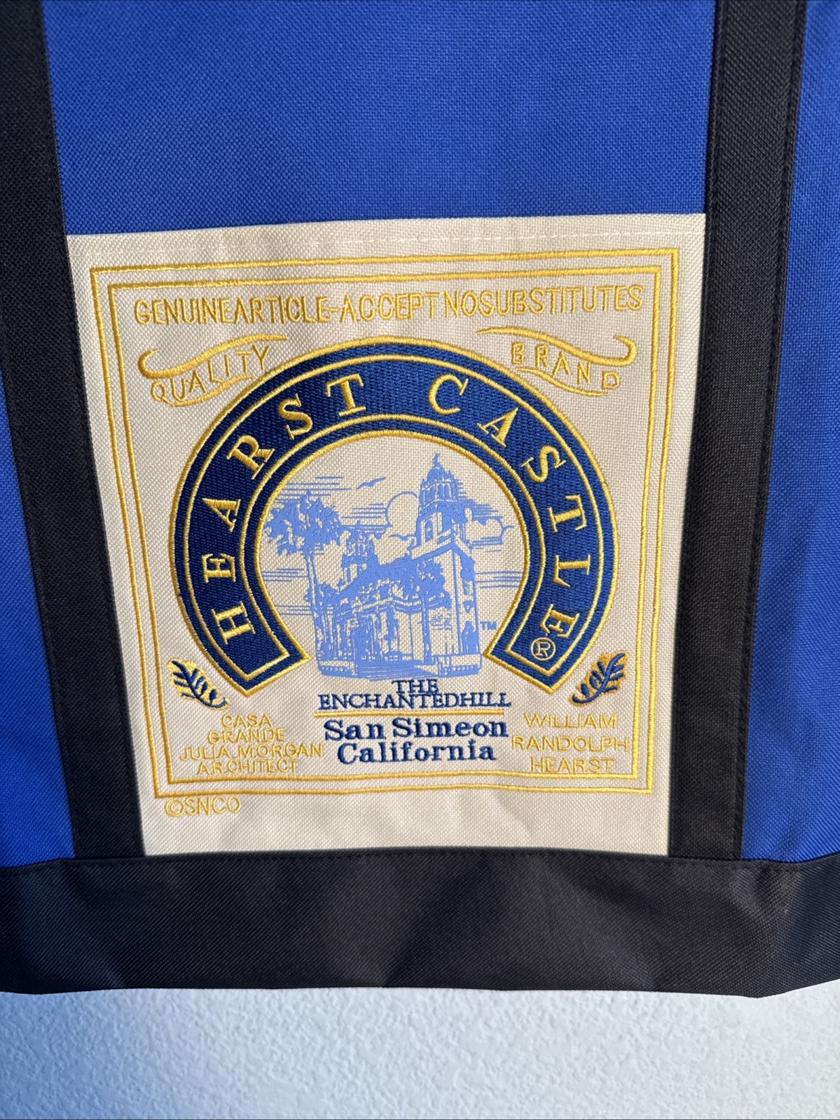 Vintage Souvenir Hearst Castle Enchanted Hill Canvas Tote Bag Embroidered 22\