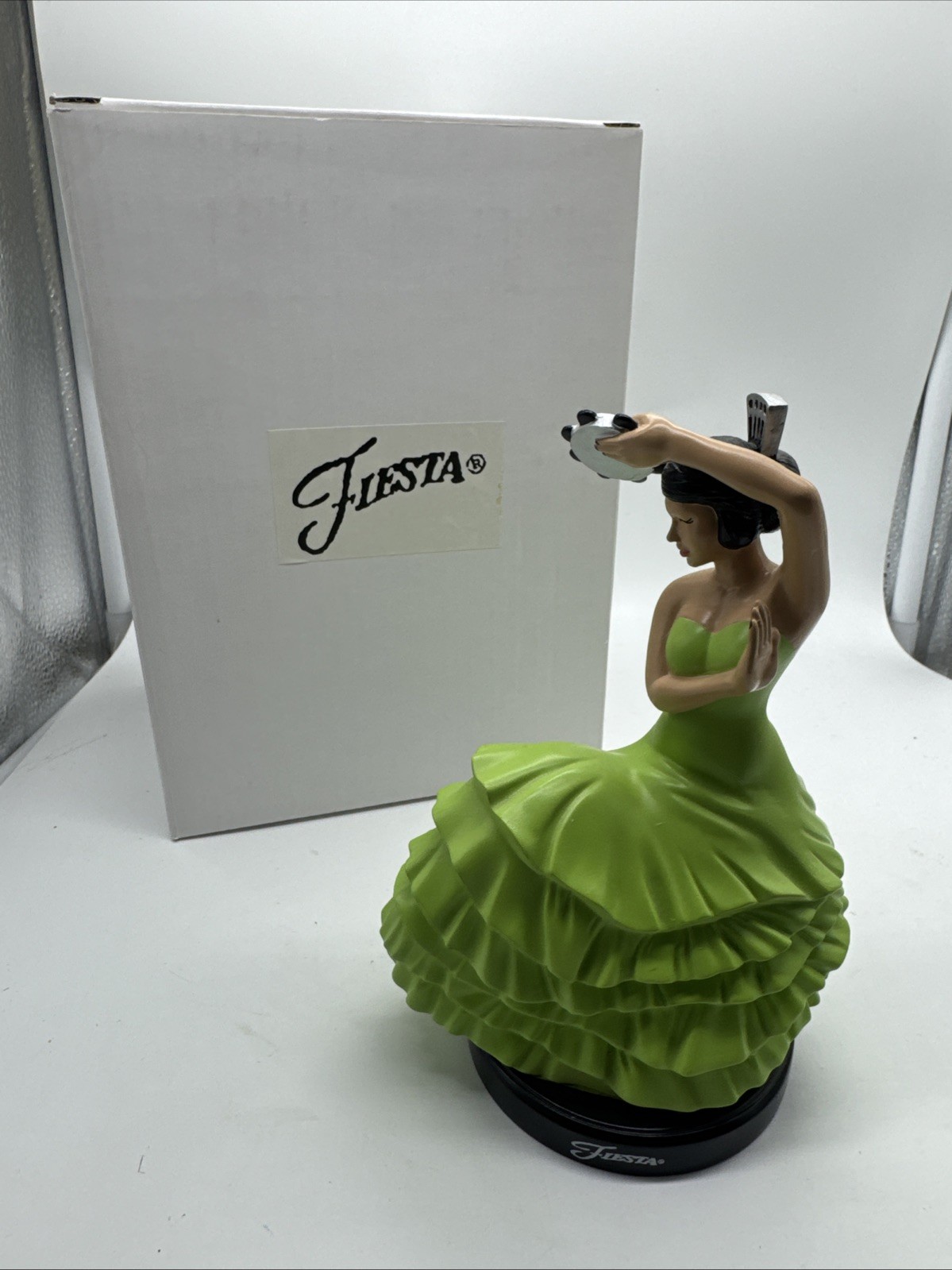 Fiesta Fiestaware Flamenco Dancing Lady Tambourine Figurine Chartreuse 6.25