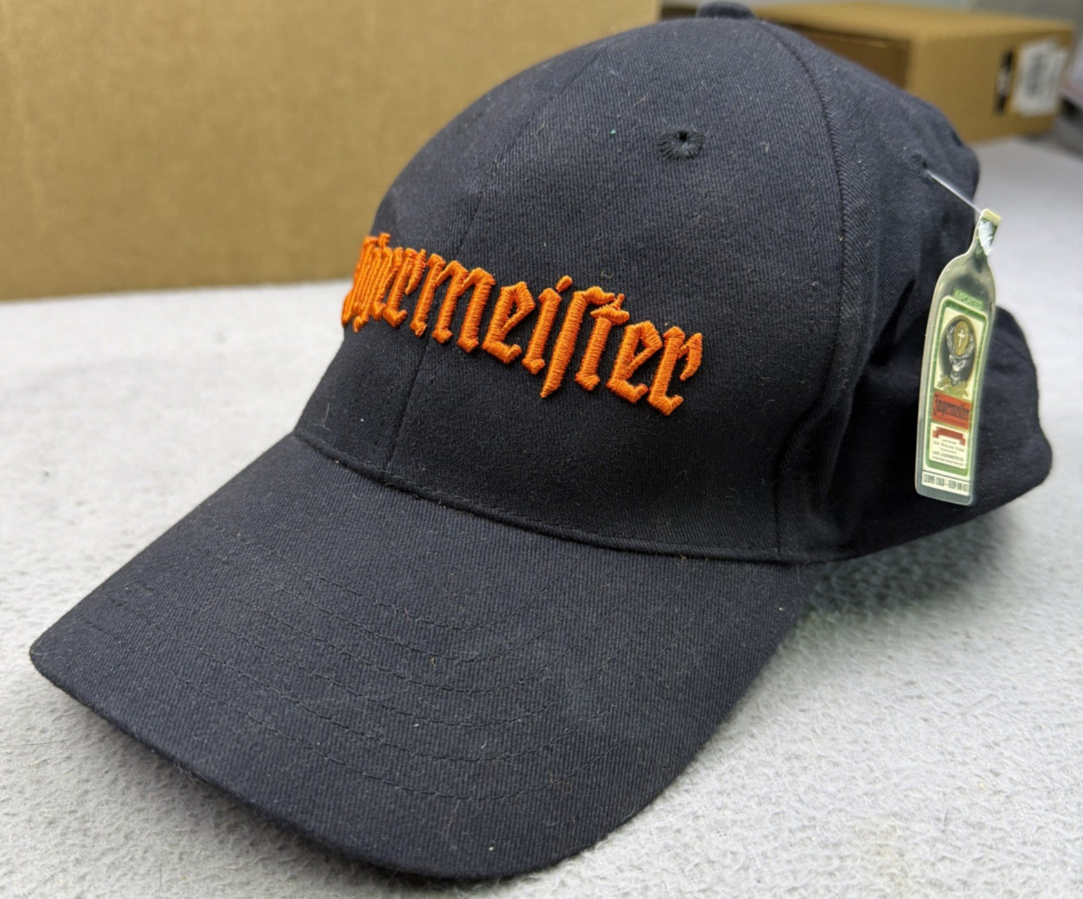 Jagermeister Hat Embroidered Logo Adjustable Logo On Back Black 100% Cotton NEW
