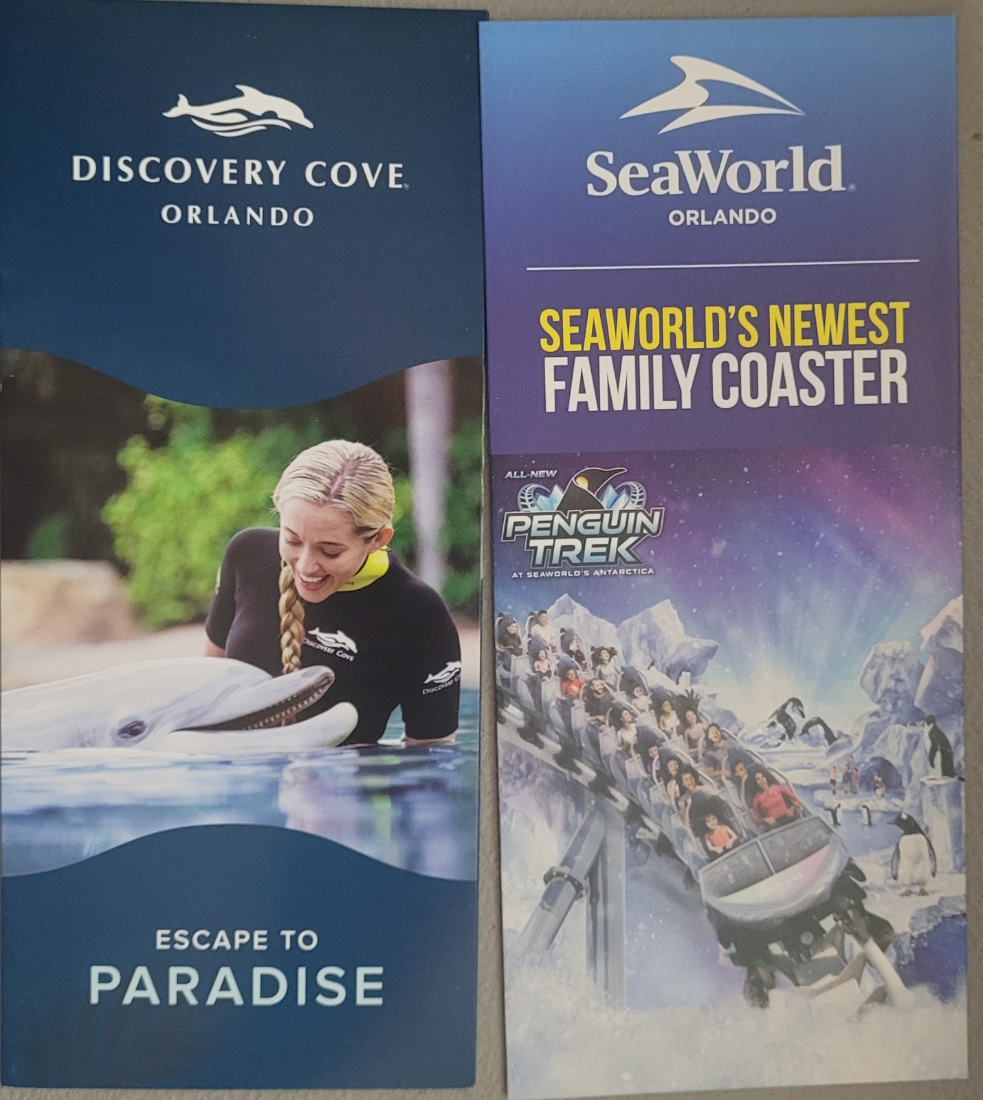 SeaWorld/Aquatica Discovery Cove Brochure Guide map/Maps Set Orlando 2024 NEWEST