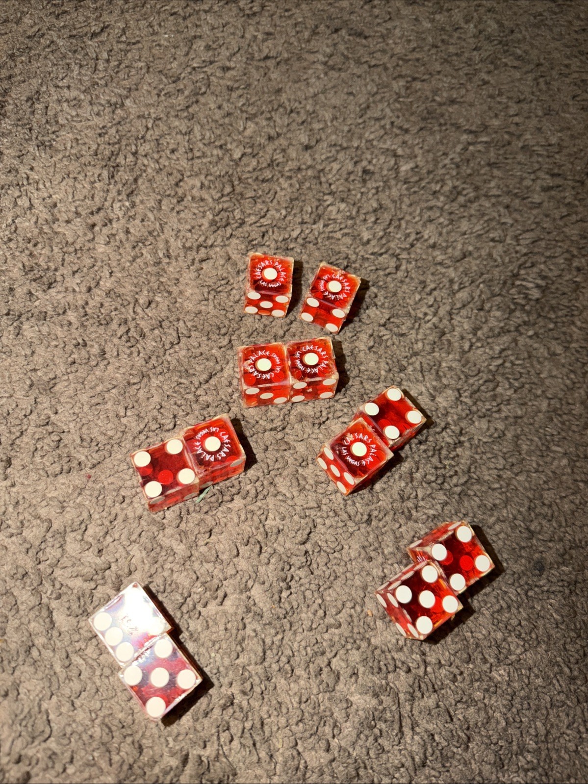 Lot of 12 Vintage Caesars Palace Las Vegas Cancelled Casino Craps Table Dice Red