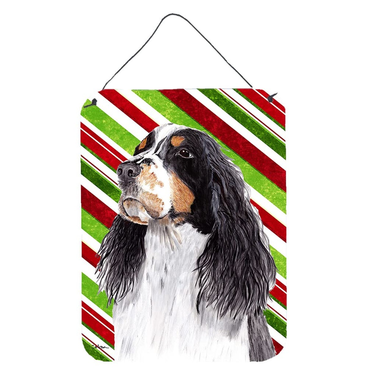 Caroline's Treasures SC9321DS1216 Springer Spaniel Candy Cane Metal Sign 12x16