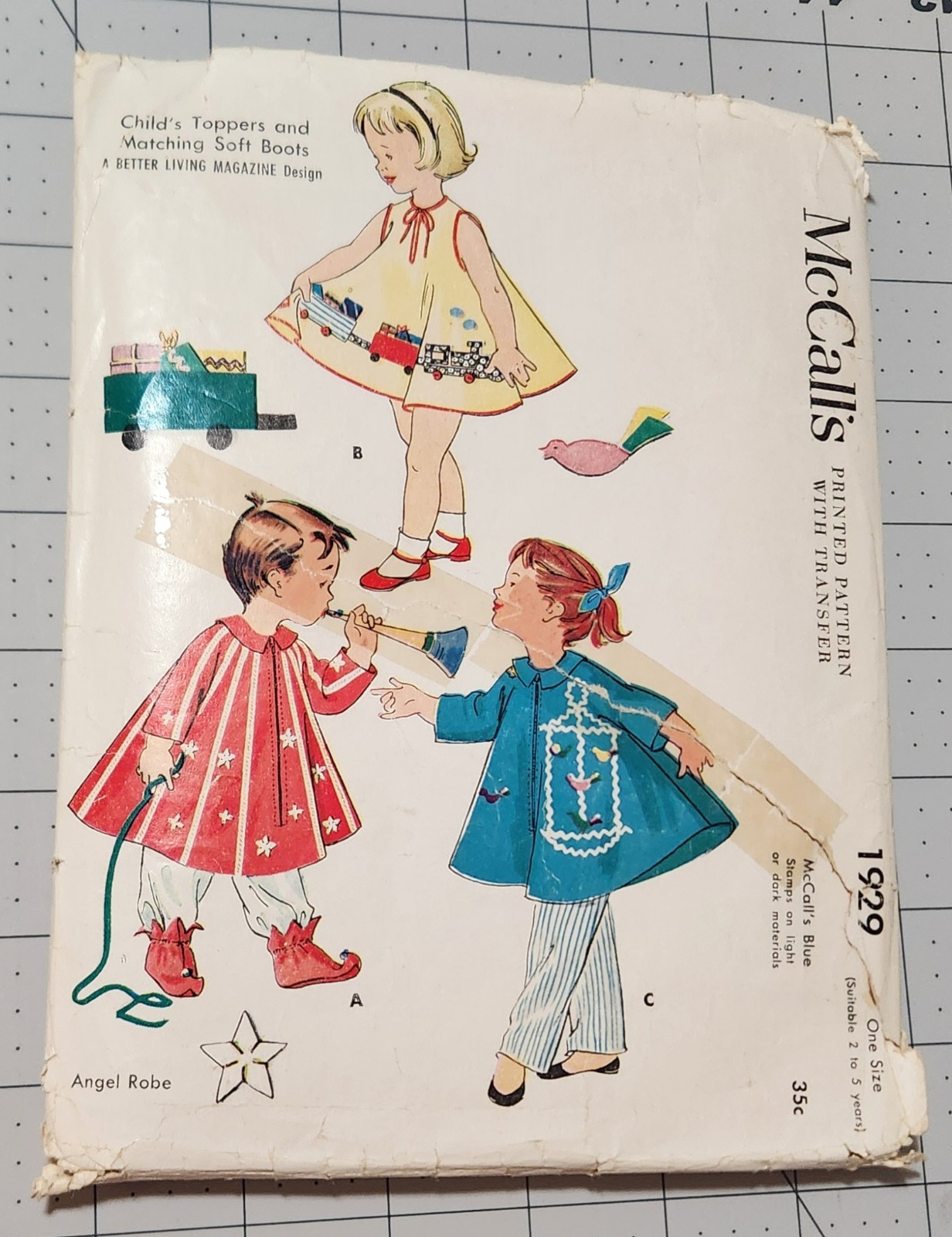 Vintage 1954 McCall\'s Child\'s Toppers and Soft Boots Pattern 1929 One Size 