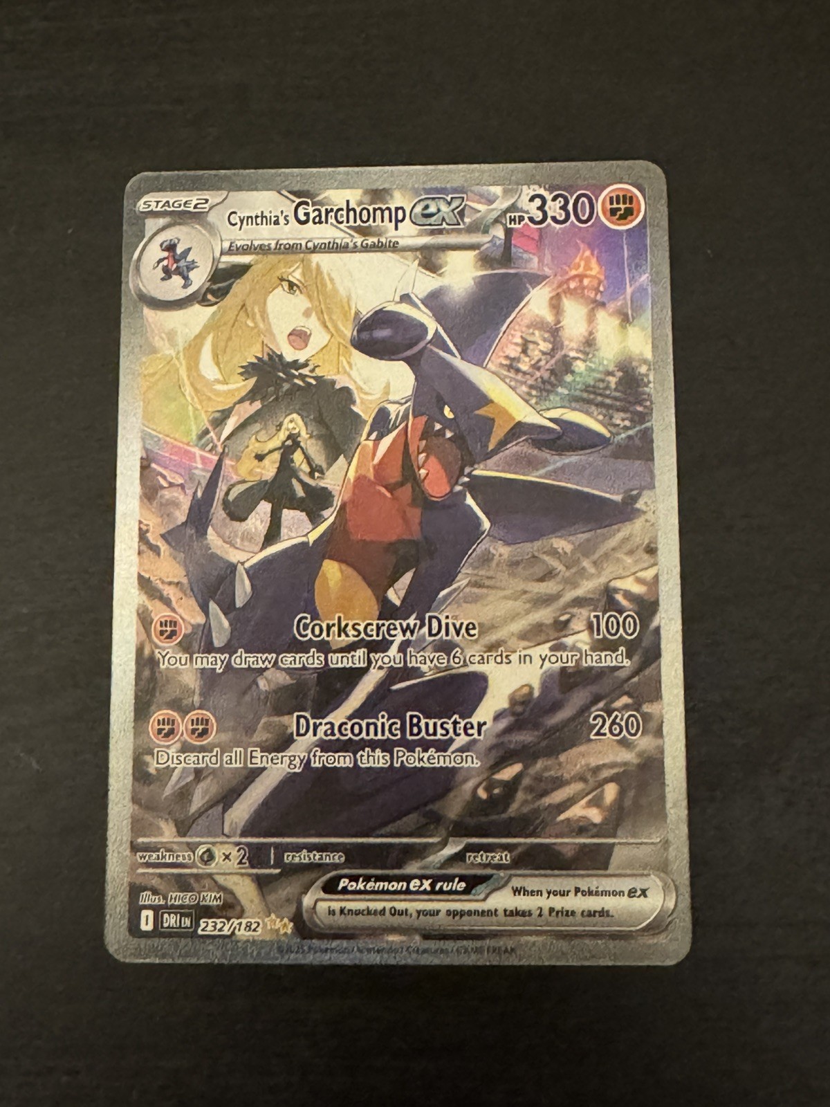Cynthia’s Garchomp ex 232/182 Sv10 Destined Rivals Full Art Foil EN HP330